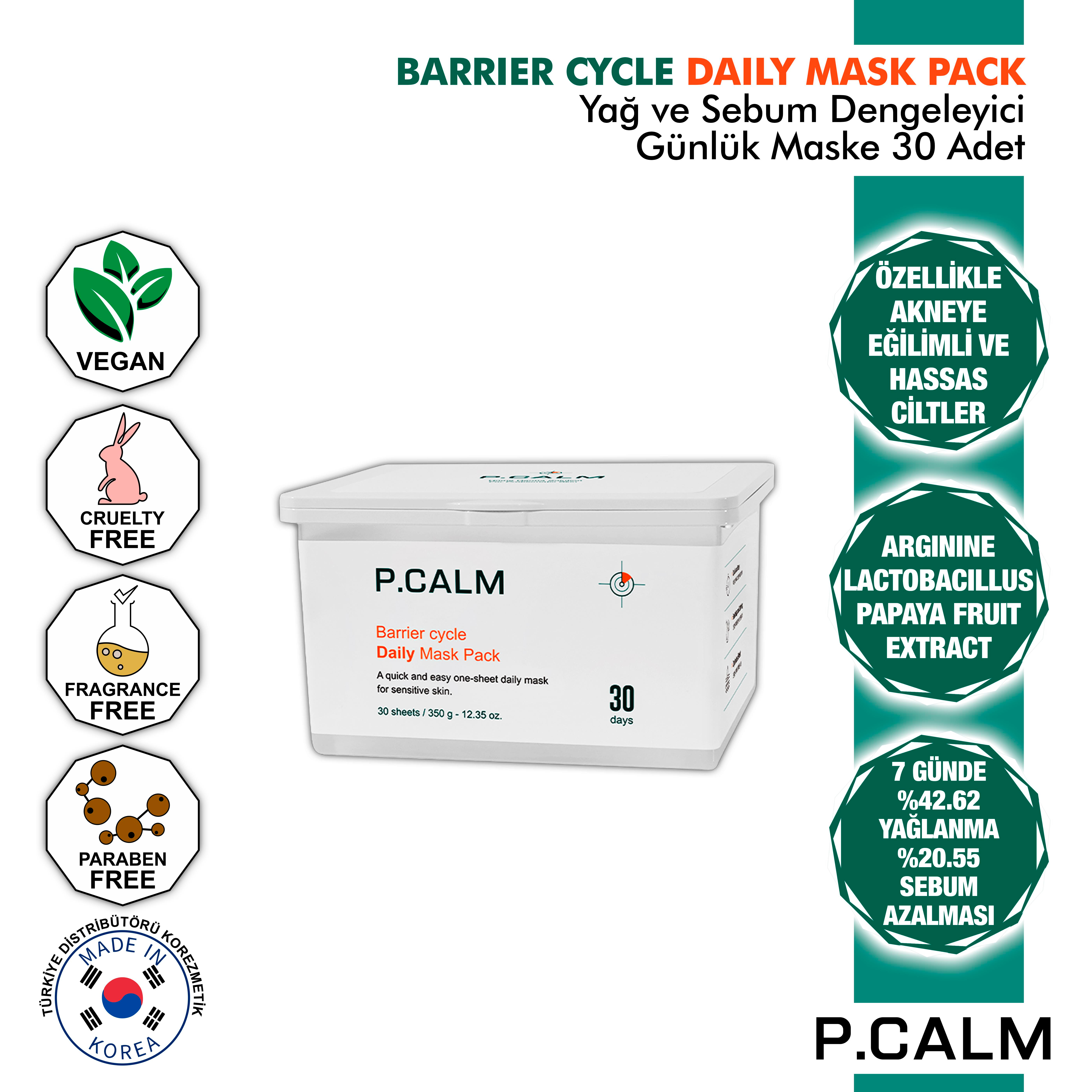 Allantoin, Arginine Ve Lactobacillus İçeren, Bariyer Onarıcı, Güçlendirici, Yağ Ve Sebum Dengeleyici Barrier Cycle Günlük Maske 30Adet