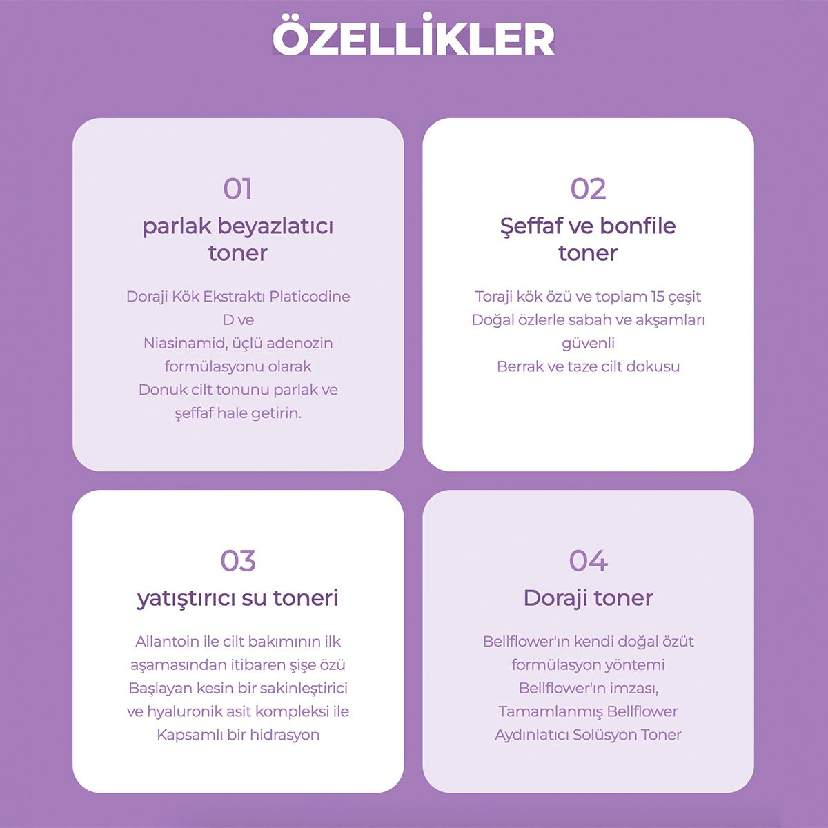 BELLFLOWER BRIGHTENING SOLUTION TONER / AYDINLATICI ETKİLİ SOLÜSYON TONİK
