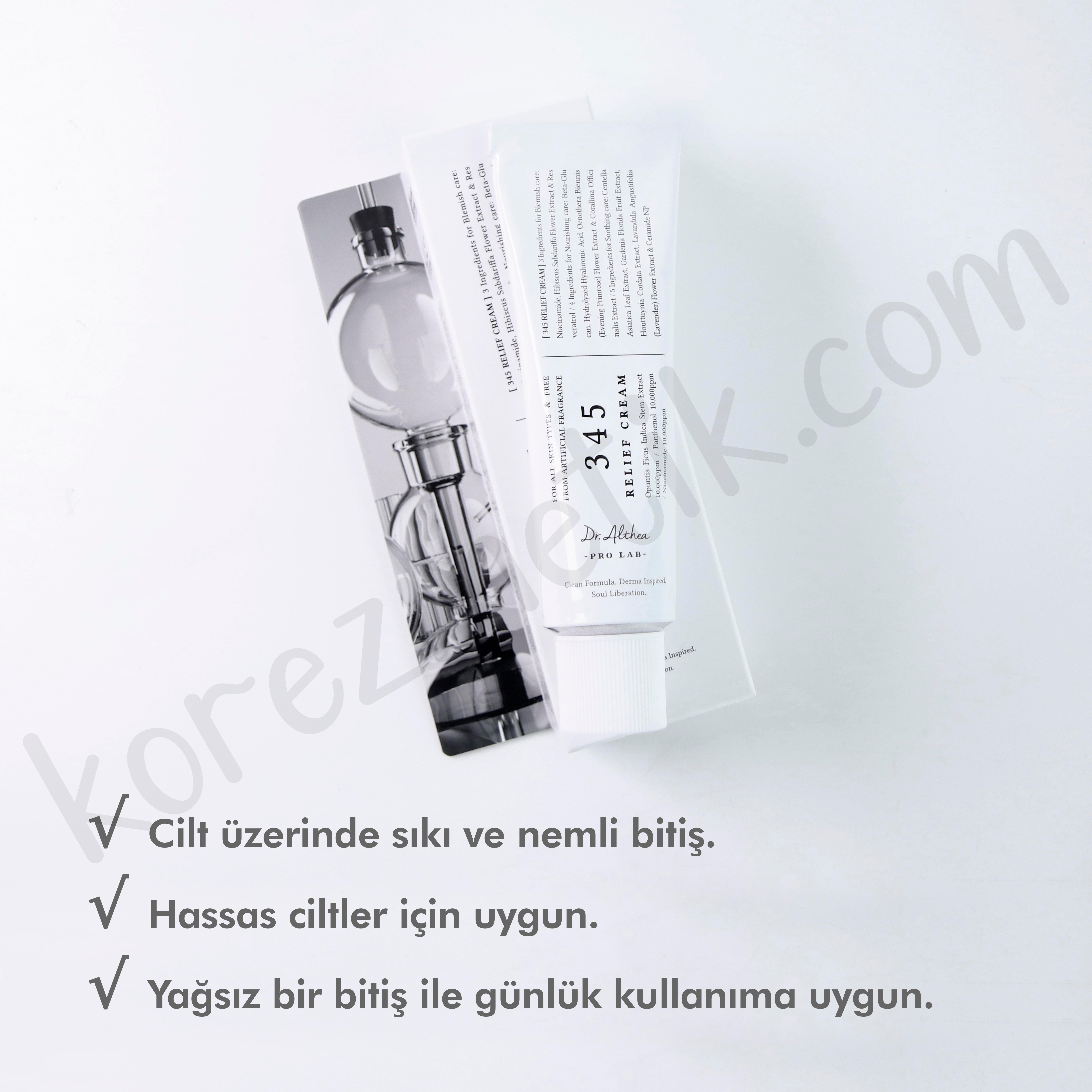 Dr. Althea 345 Relief Cream - Resveratrol İçeren Akne Karşıtı, Yatıştırıcı, Yenileyici, Besleyici Ve Nemlendirici Bakım Kremi - 50ml