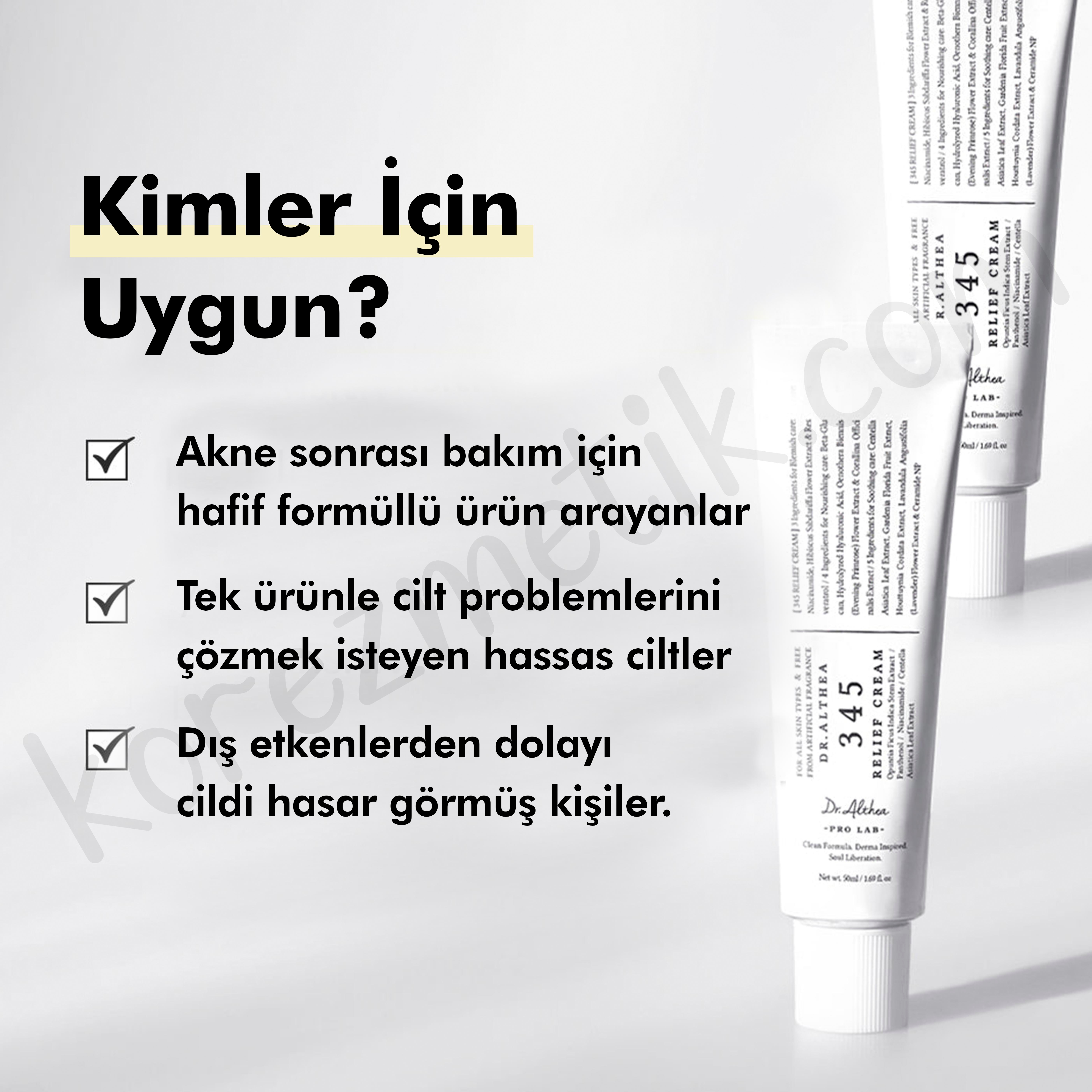 Dr. Althea 345 Relief Cream - Resveratrol İçeren Akne Karşıtı, Yatıştırıcı, Yenileyici, Besleyici Ve Nemlendirici Bakım Kremi - 50ml