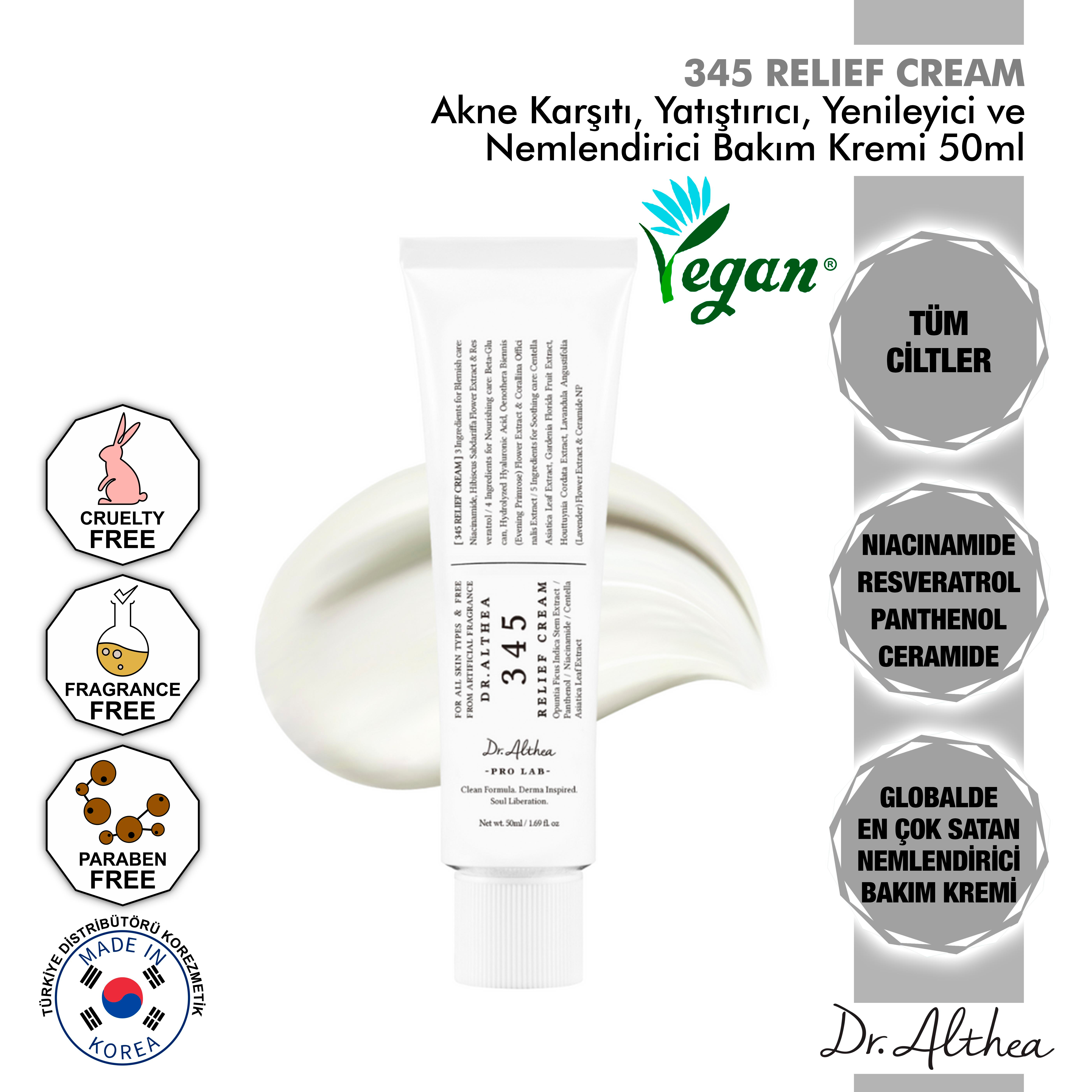 Dr. Althea 345 Relief Cream - Resveratrol İçeren Akne Karşıtı, Yatıştırıcı, Yenileyici, Besleyici Ve Nemlendirici Bakım Kremi - 50ml