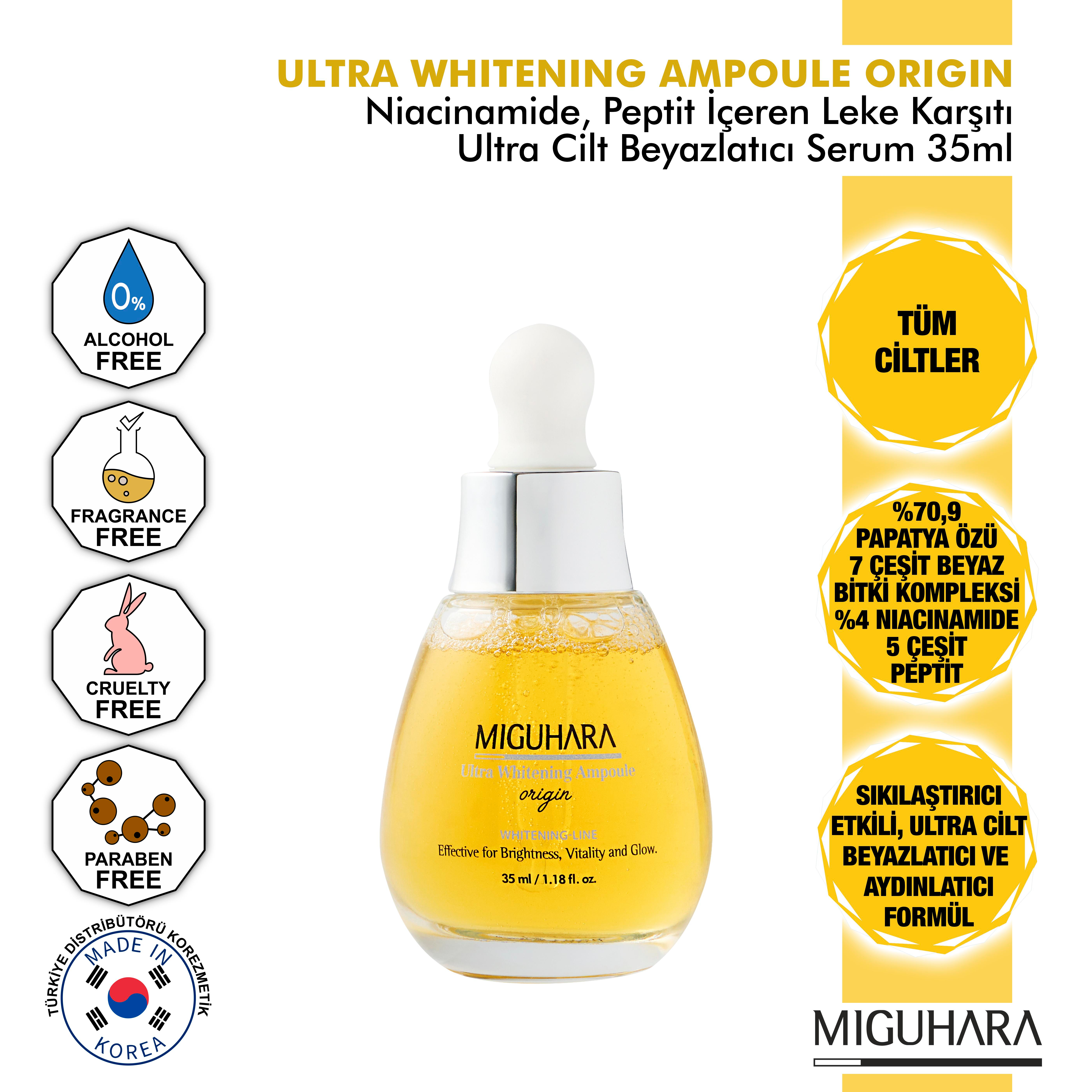 Miguhara %4 Niacinamide Ve 5 Çeşit Peptit İçeren Leke Karşıtı Ultra Cilt Beyazlatıcı Origin Ampul Serum - 35ml