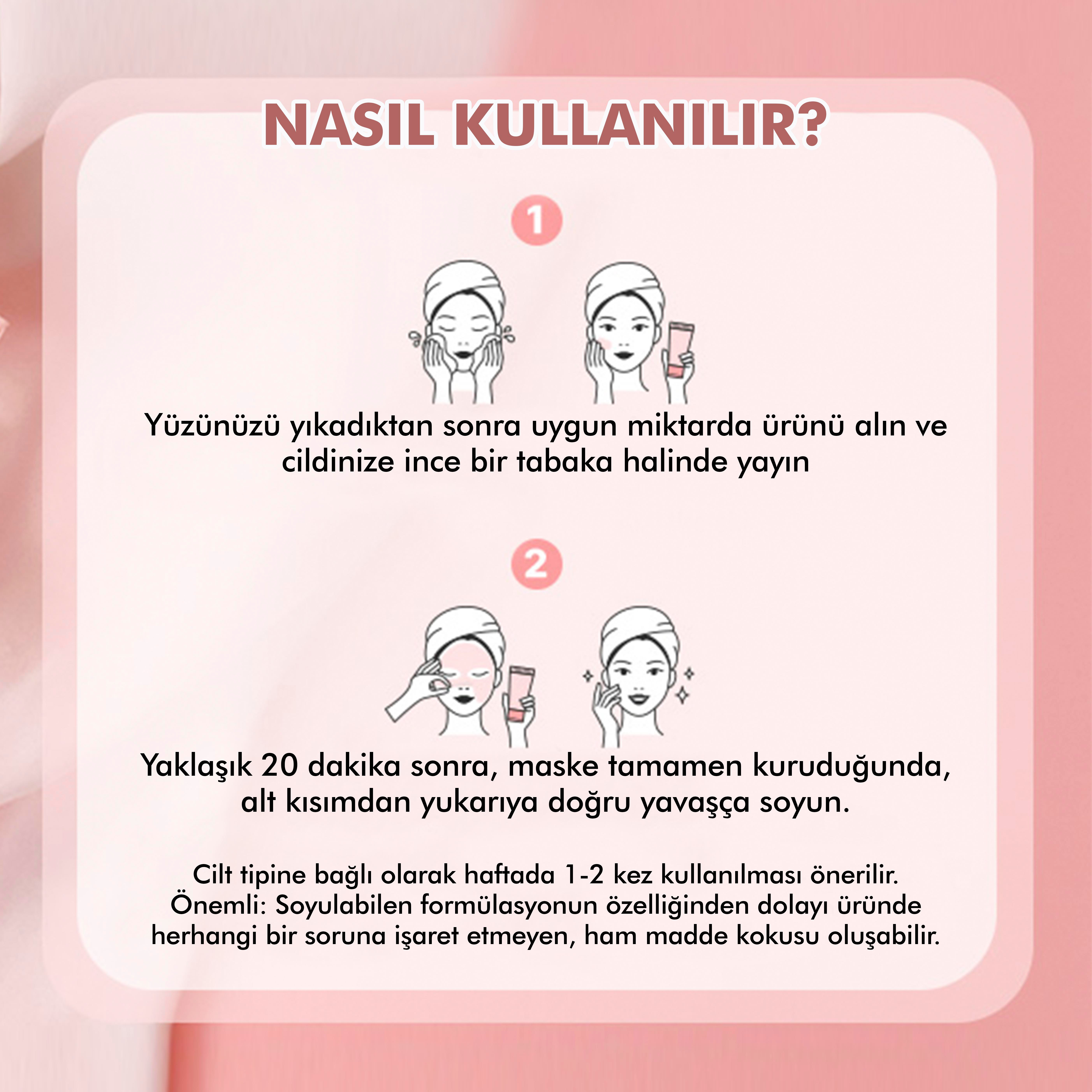 Miguhara Gül Ve Kolajen İçeren Nemlendirici Etkili Soyulan Kore Cam Cilt Maske Peel Off - 60ml