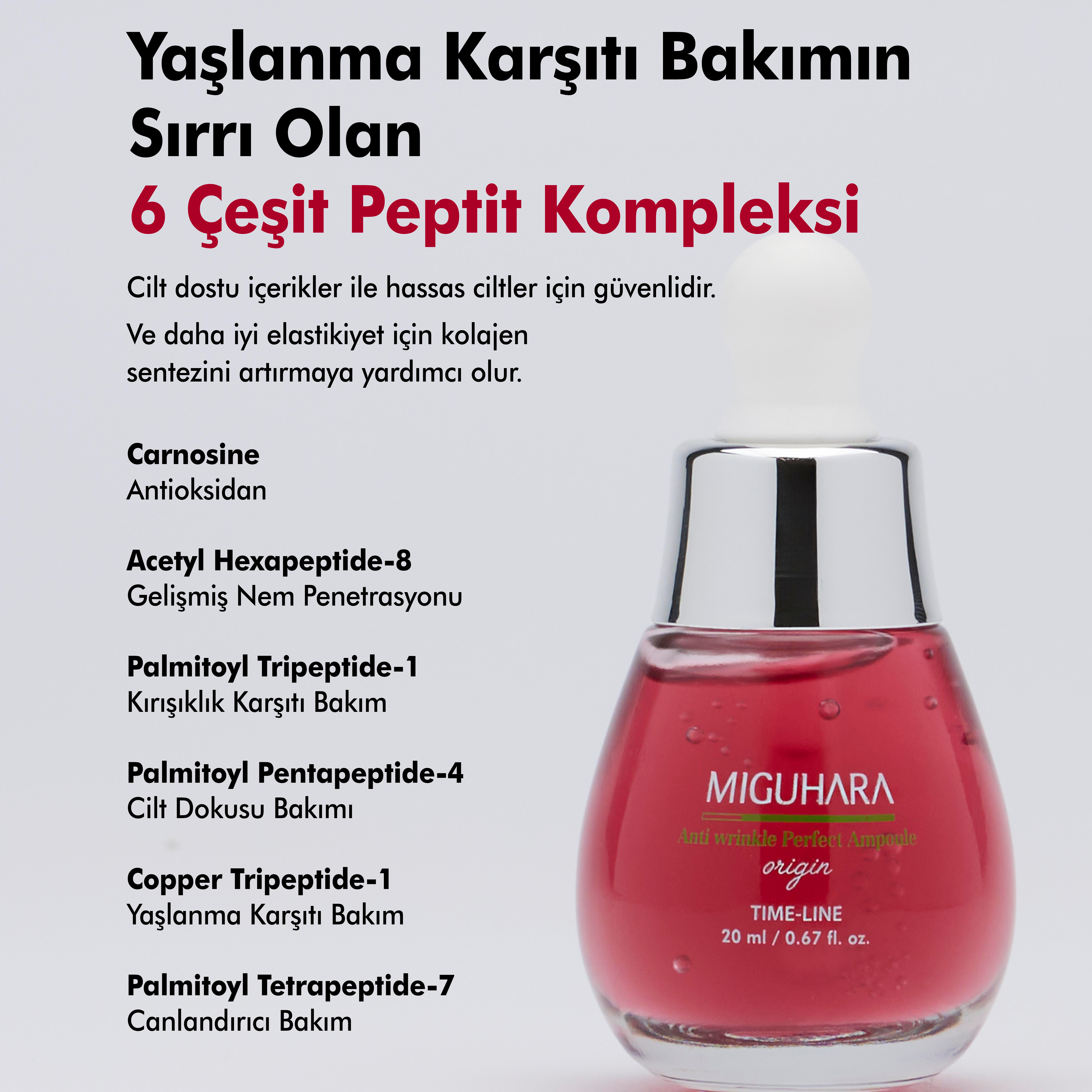 Miguhara Kolajen, 6 Çeşit Peptit Ve Ginseng İçeren Yaşlanma Ve Kırışıklık Karşıtı Perfect Ampul Serum - 20ml