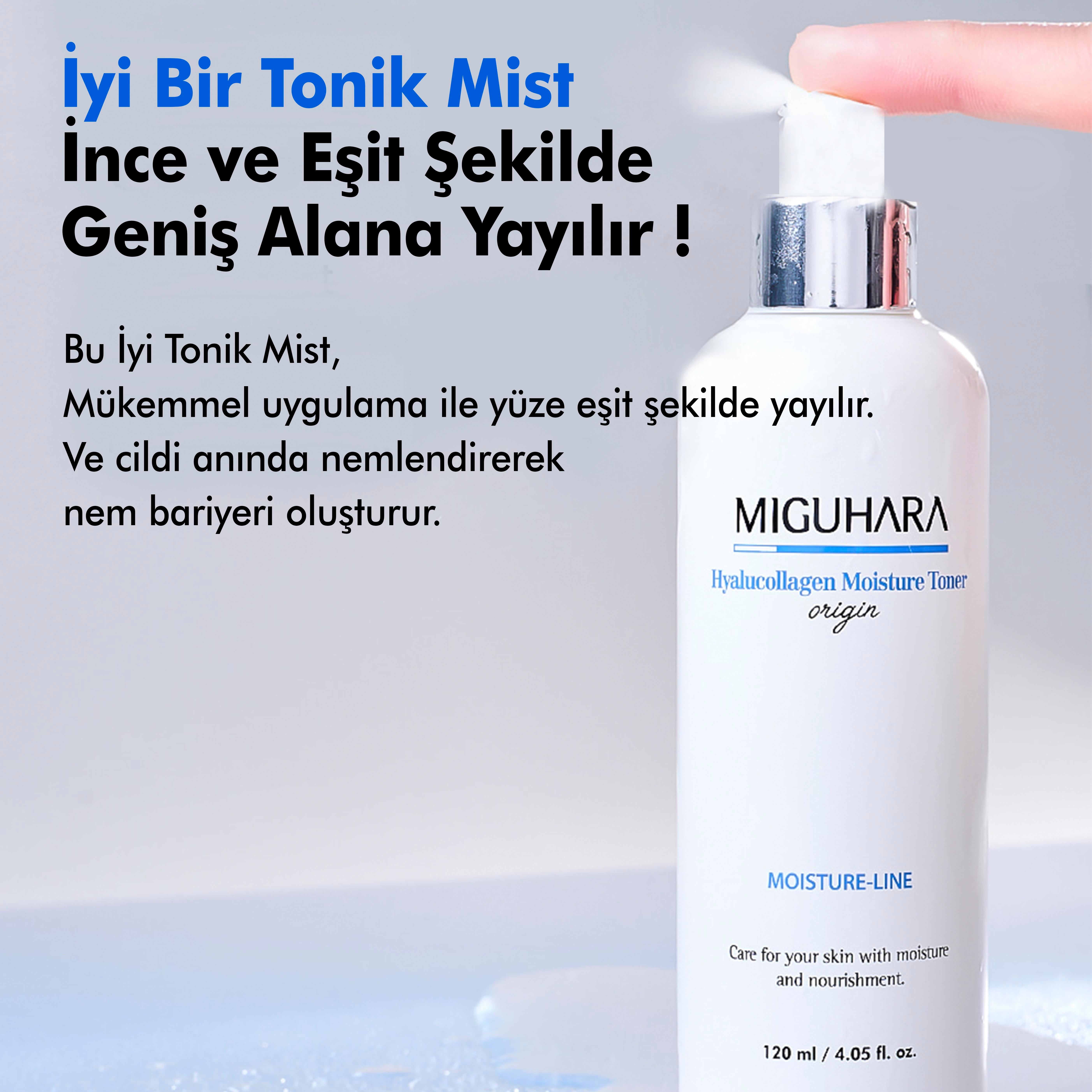 Miguhara Kolajen İçeren Cilt Nemlendirici ve Gençleştirici Hyalucollagen Moisture Tonik Mist - 120ml