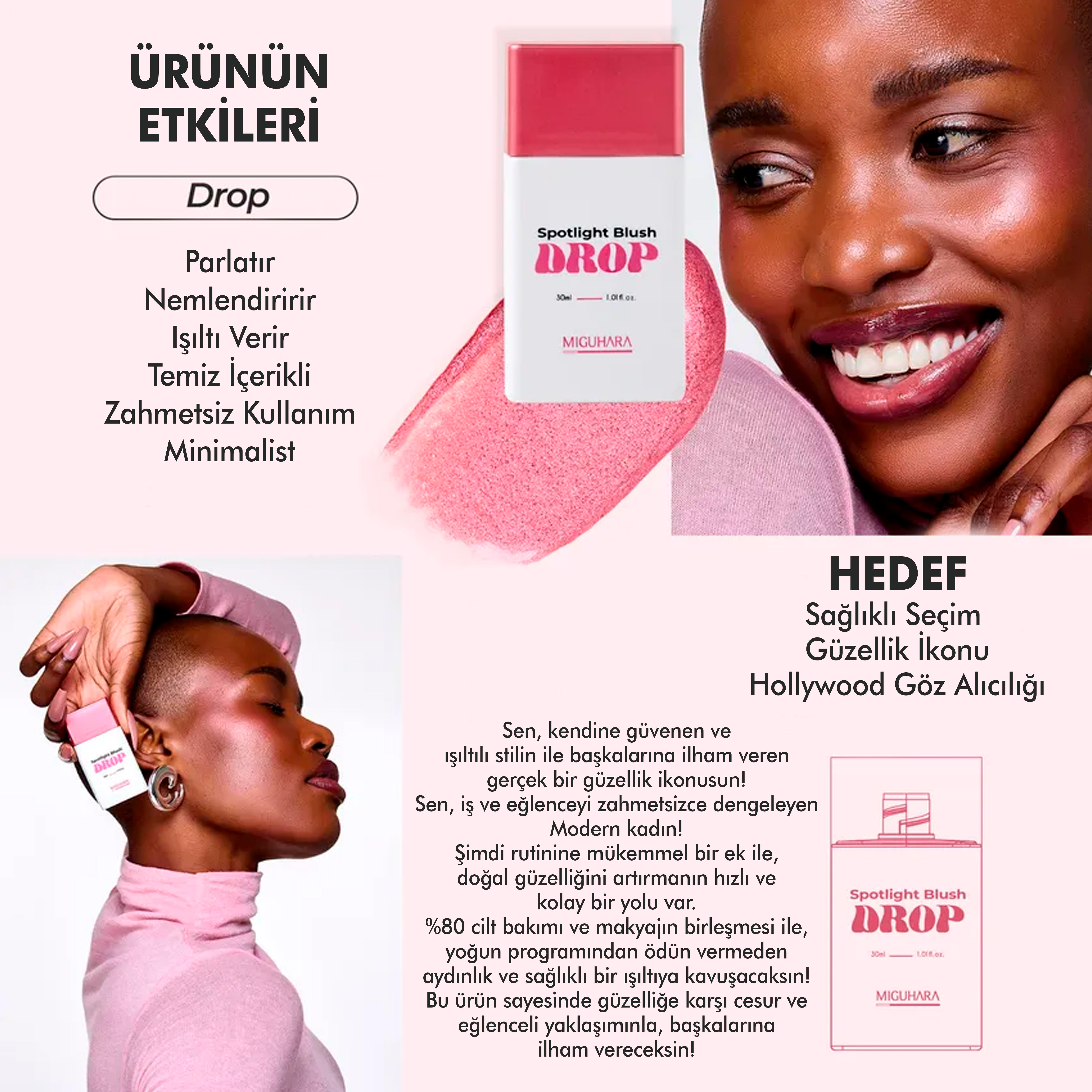 Miguhara Spotlight Blush Drop - Bakım Yapan Hibrit Aydınlatıcı Allık - Sugar Fairy - 30ml