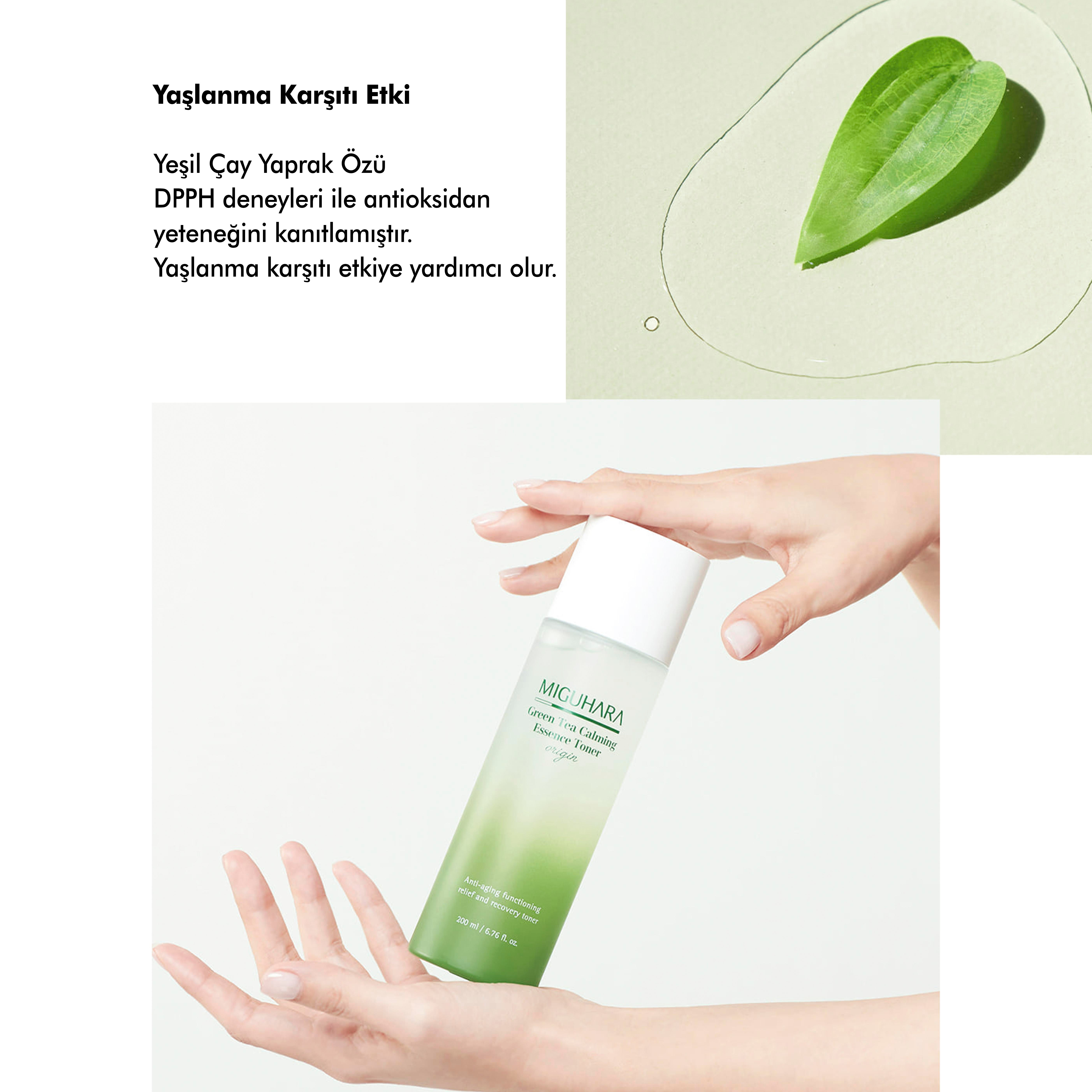 Miguhara Yeşil Çay İçeren Nemlendirici Ve Yatıştırıcı Essence Tonik - 200ml