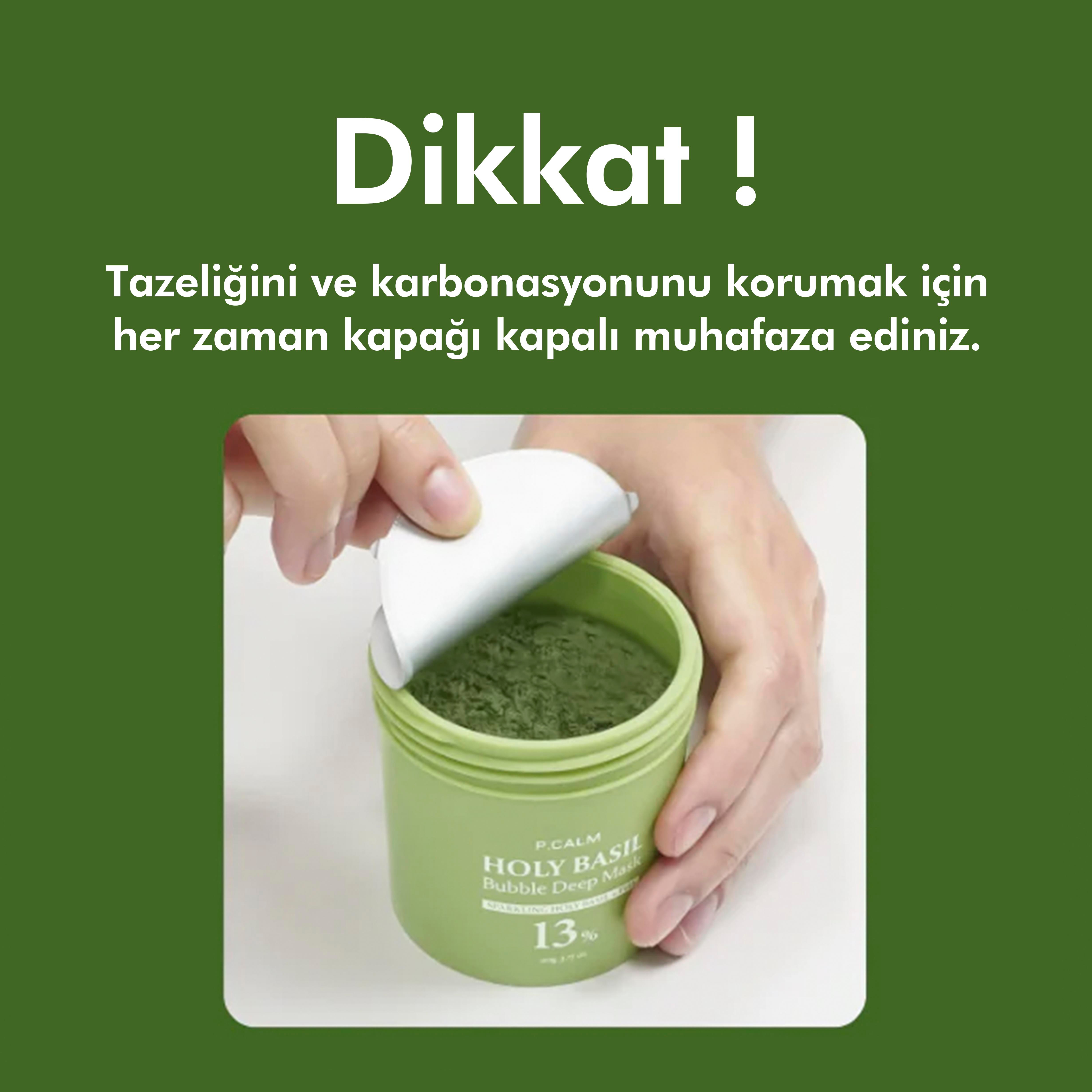 P.Calm Gözenek Karşıtı, Arındırıcı, Yatıştırıcı, Nemlendirici Kabarcık Oluşturarak Köpüren Holy Basil Bubble Deep Maske - 90gr