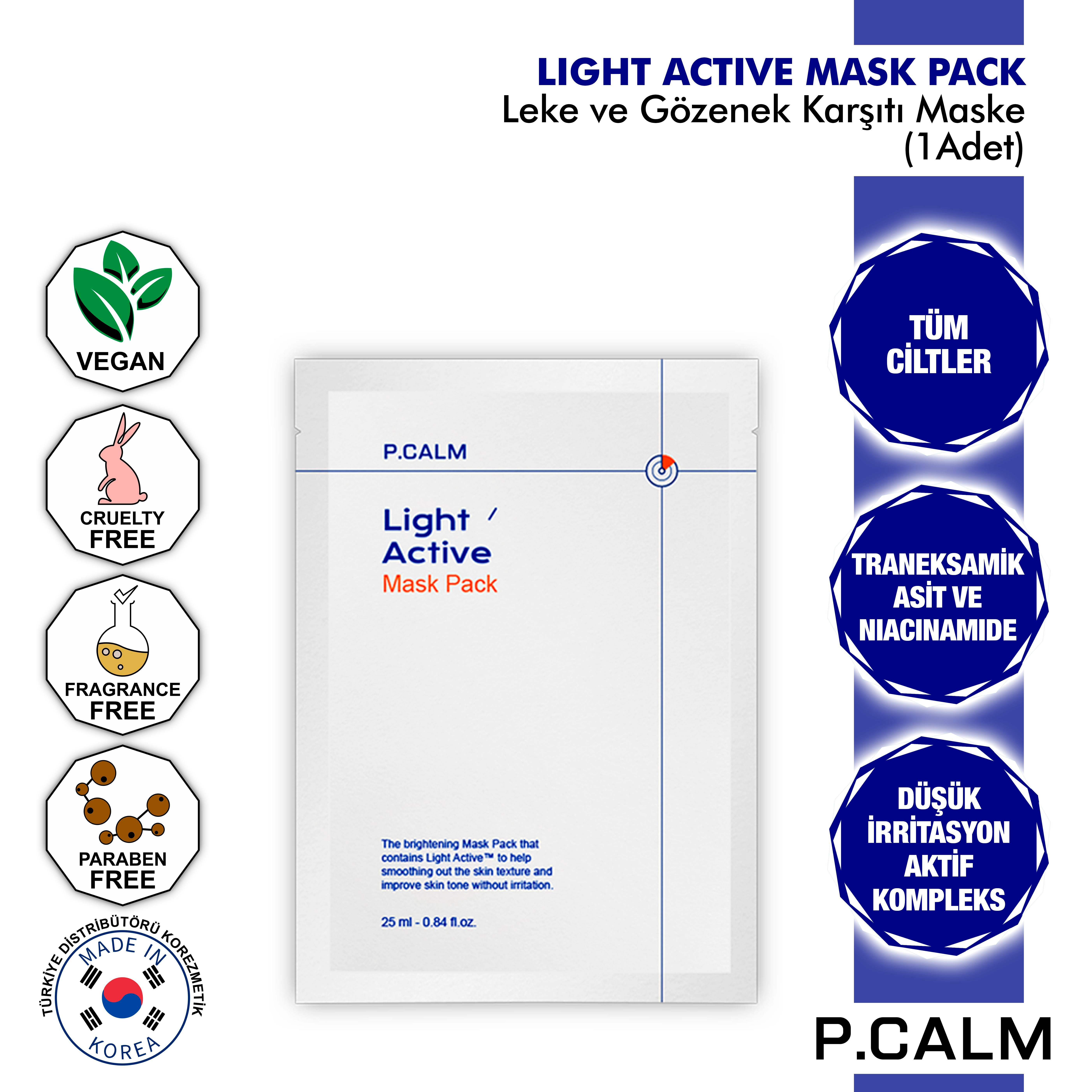 Traneksamik Asit Ve Nicinamide İçeren Akne Skarı Ve Leke Karşıtı, Yenileyici, Yaşlanma Karşıtı Light Active Maske 1Adet
