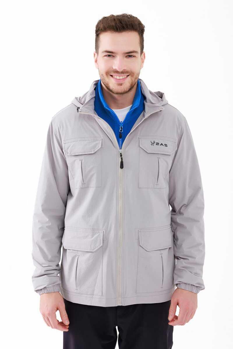 2As Safari Ceket Erkek Gri Rüzgarlık Ceket
