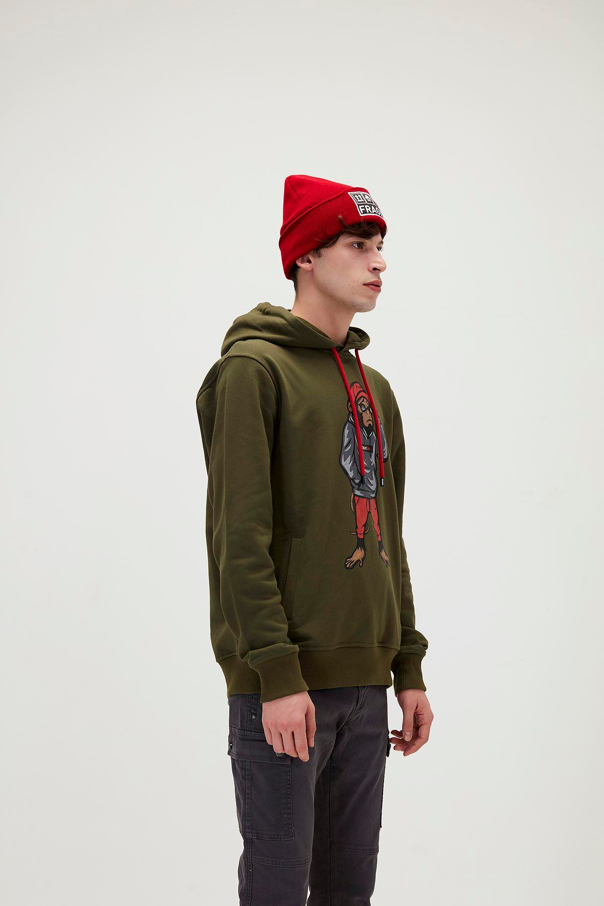 Bad Bear Ape Hoodie Erkek Yesil Kapşonlu Sweat