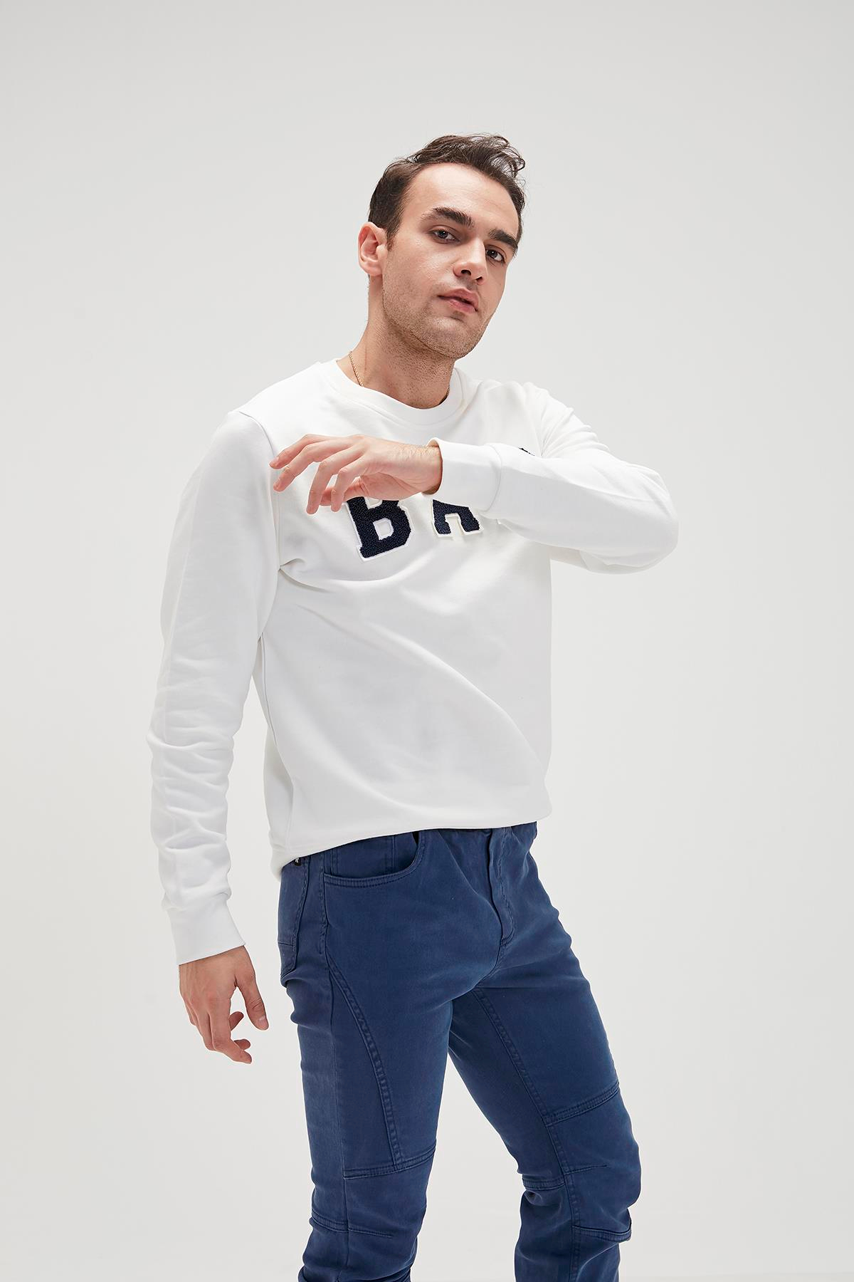 Bad Bear Bad Convex Crewneck Erkek Beyaz Sweatshirt