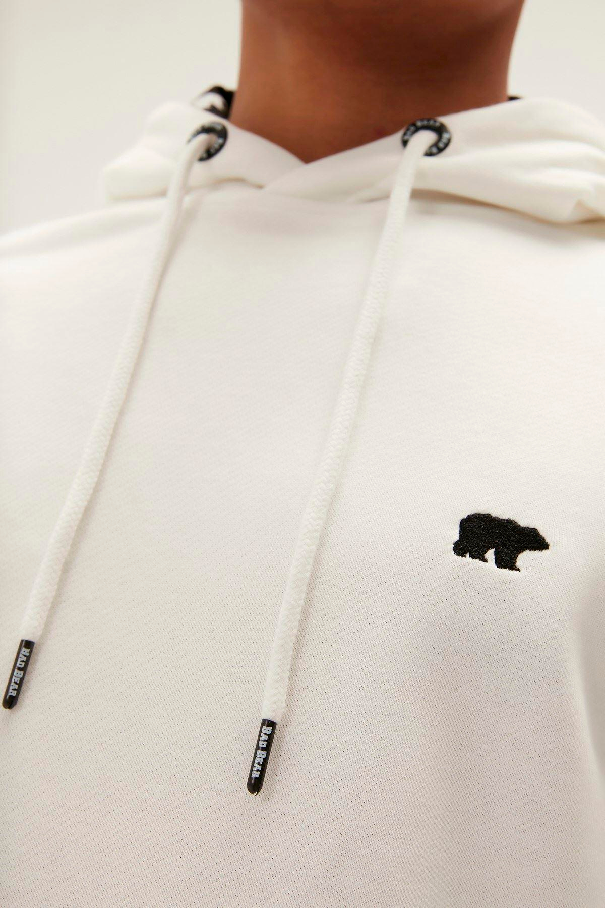 Bad Bear Bad Neck Hoodie Erkek Beyaz Kapşonlu Sweat