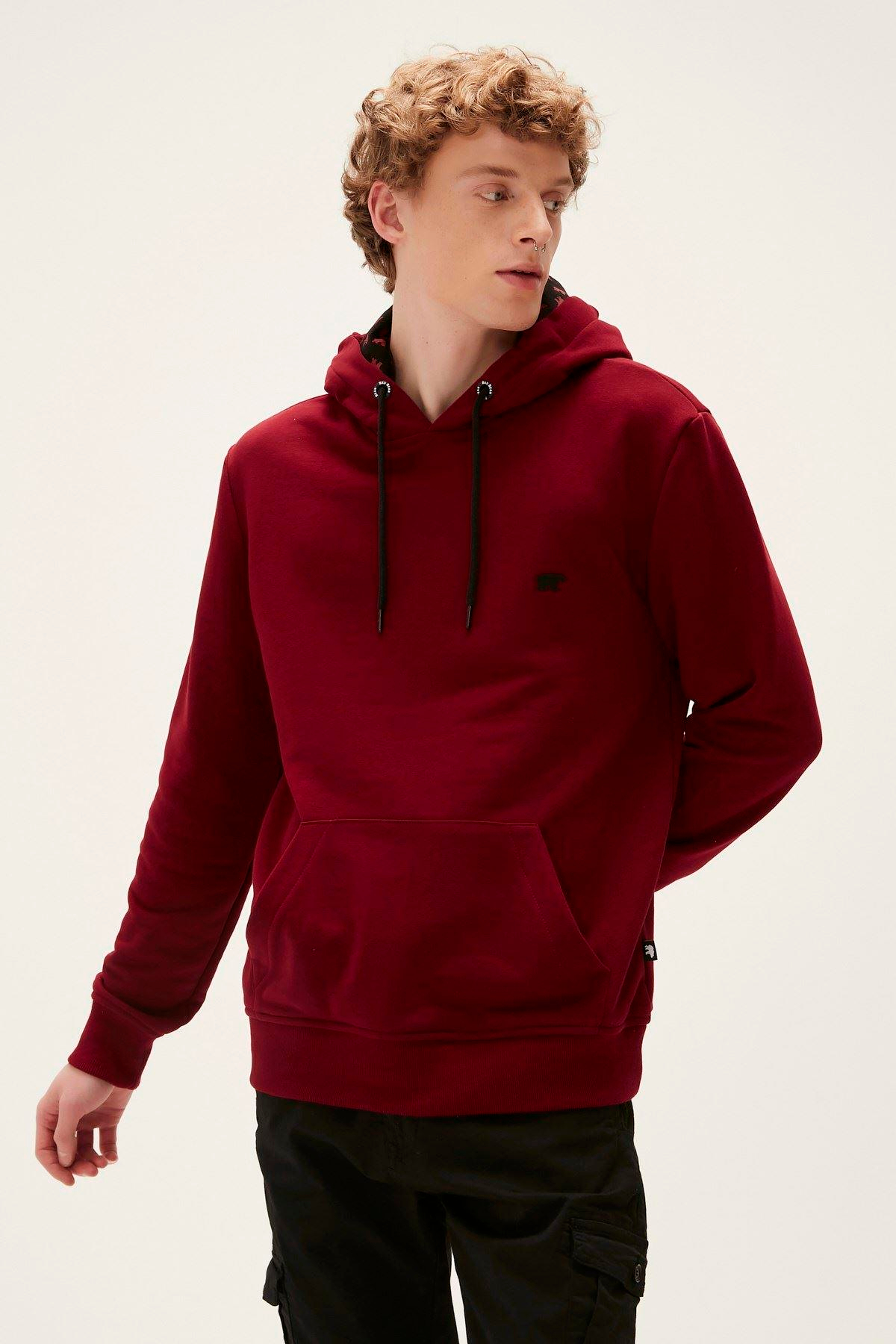 Bad Bear Bad Neck Hoodie Erkek Kirmizi Kapşonlu Sweat