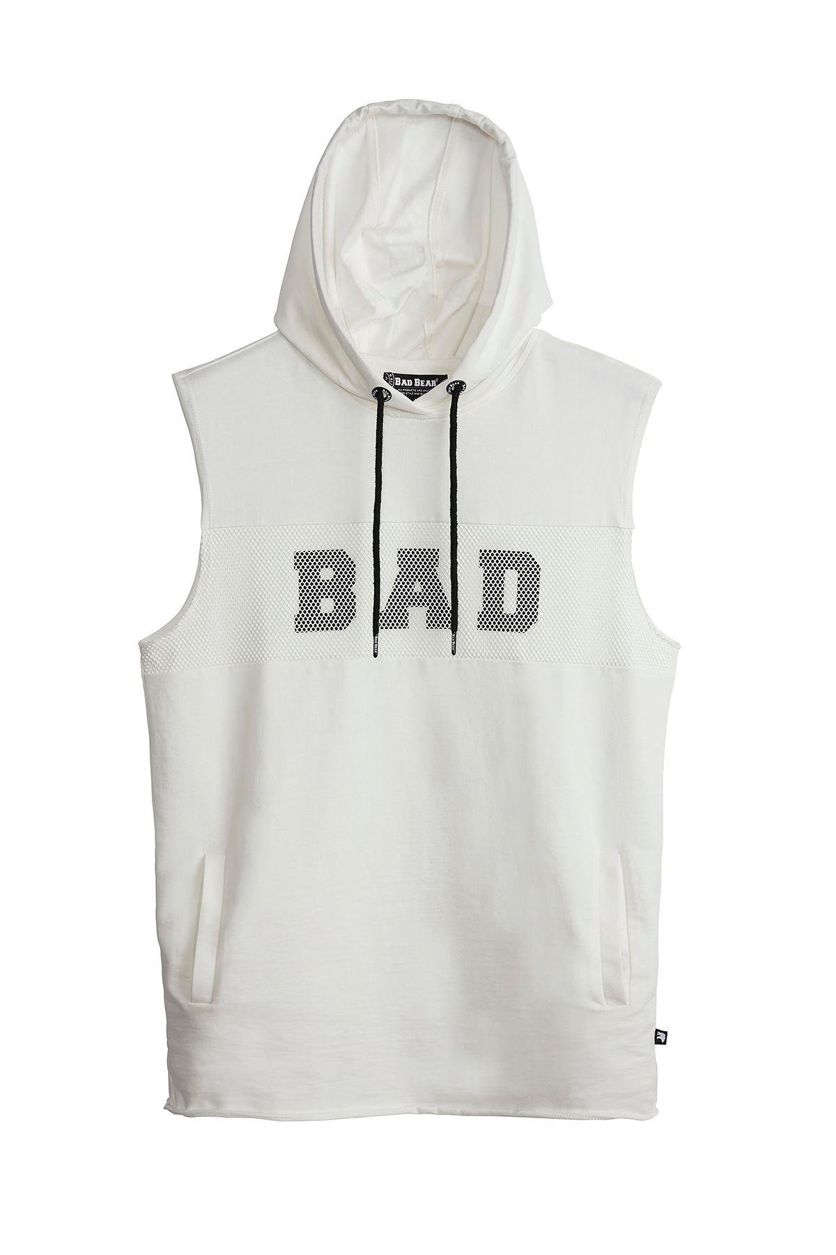 Bad Bear Bad Net Sleeveless Hoodie Erkek Beyaz Kolsuz Tshirt
