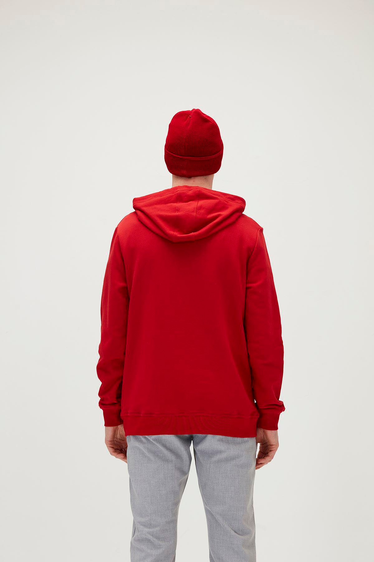 Bad Bear Badge Hoodie Erkek Kirmizi Kapşonlu Sweat