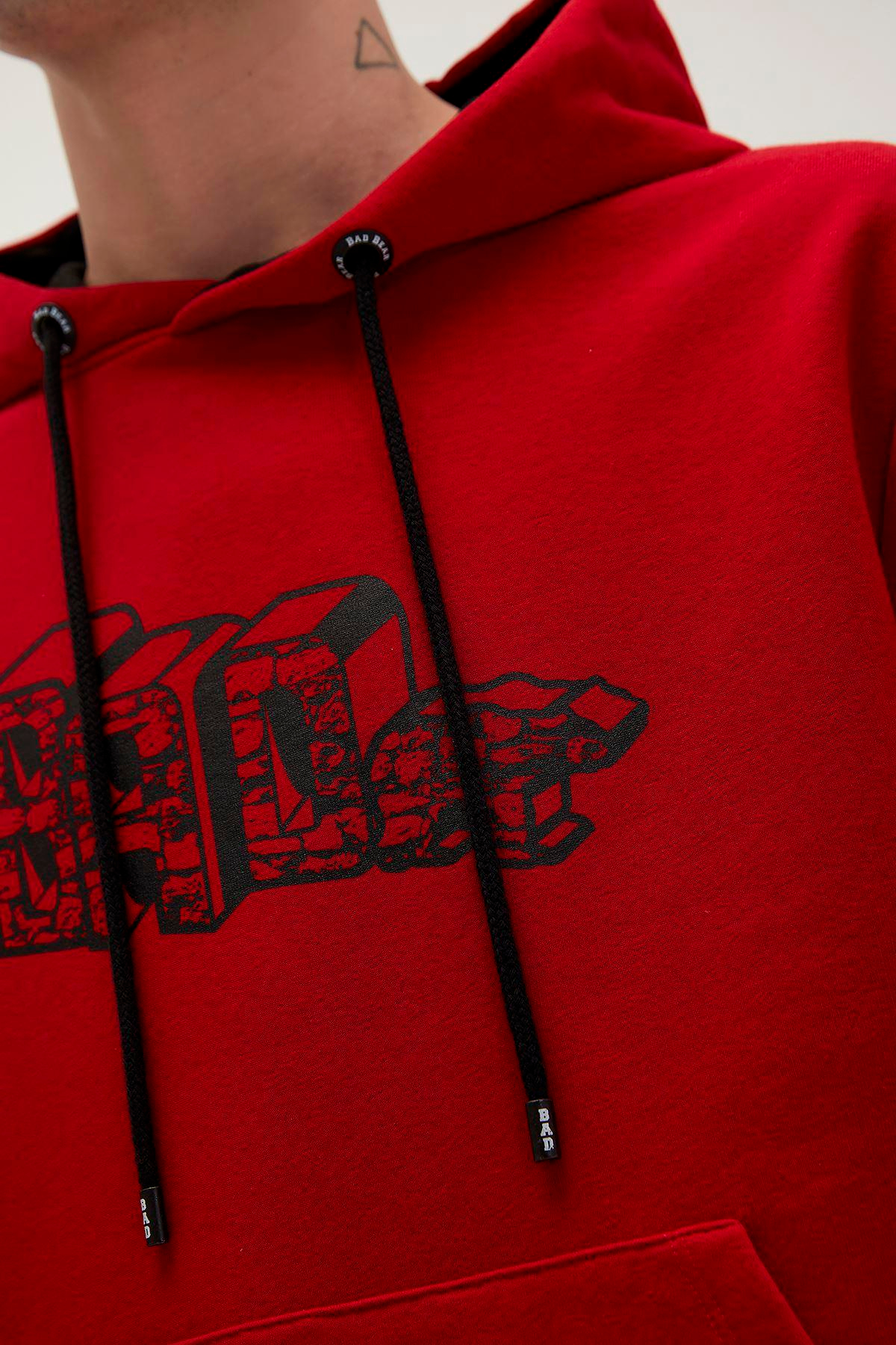 Bad Bear Badwall Hoodie Erkek Kirmizi Kapşonlu Sweat