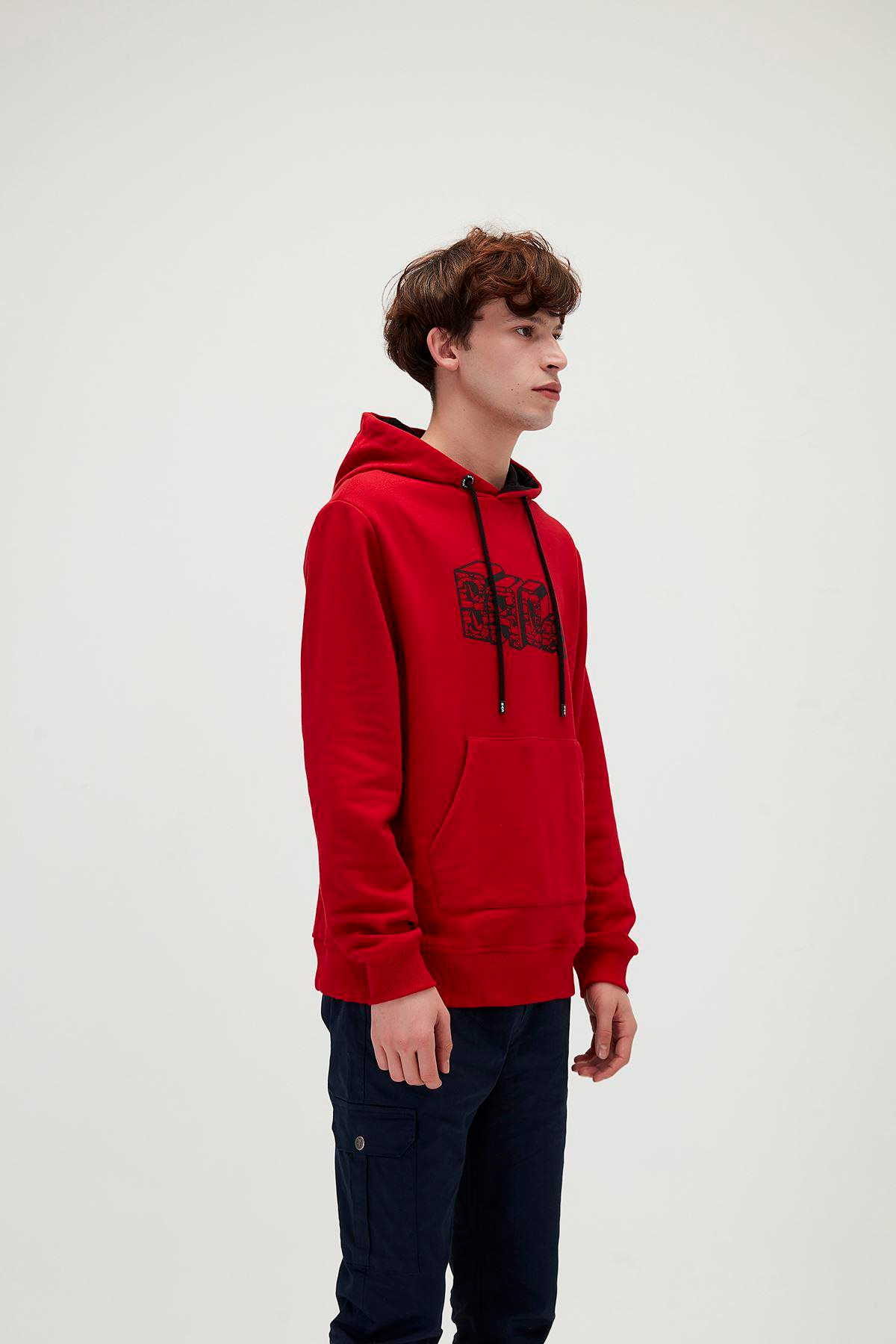 Bad Bear Badwall Hoodie Erkek Kirmizi Kapşonlu Sweat