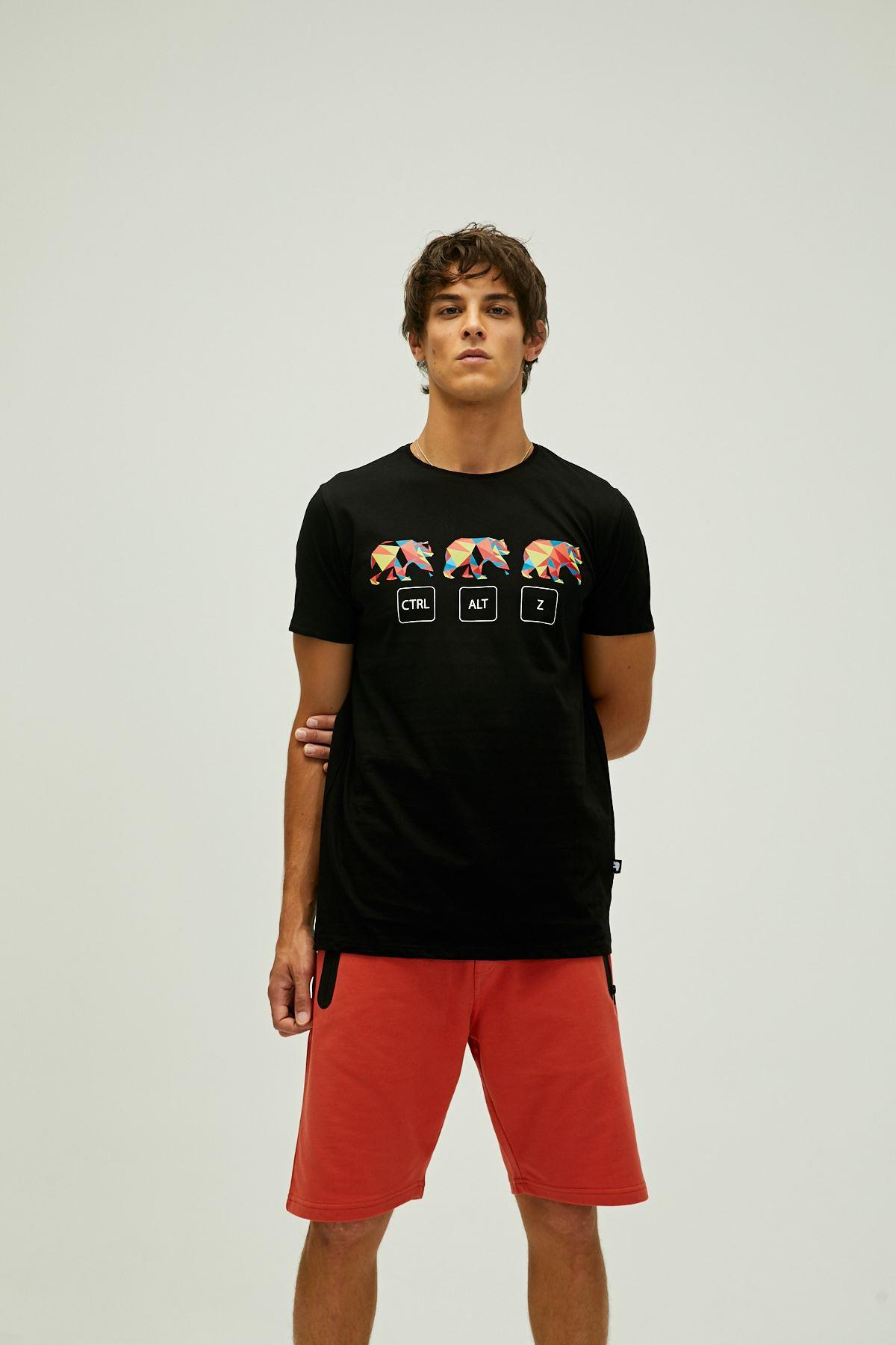Bad Bear Control Alt Z T-Shirt Erkek Siyah Bisiklet Yaka Tshirt