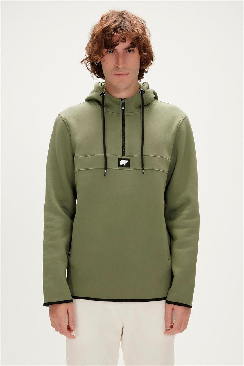 Bad Bear Defence Half-Zip Hoodie Erkek  Yarım Fermuarlı Sweat