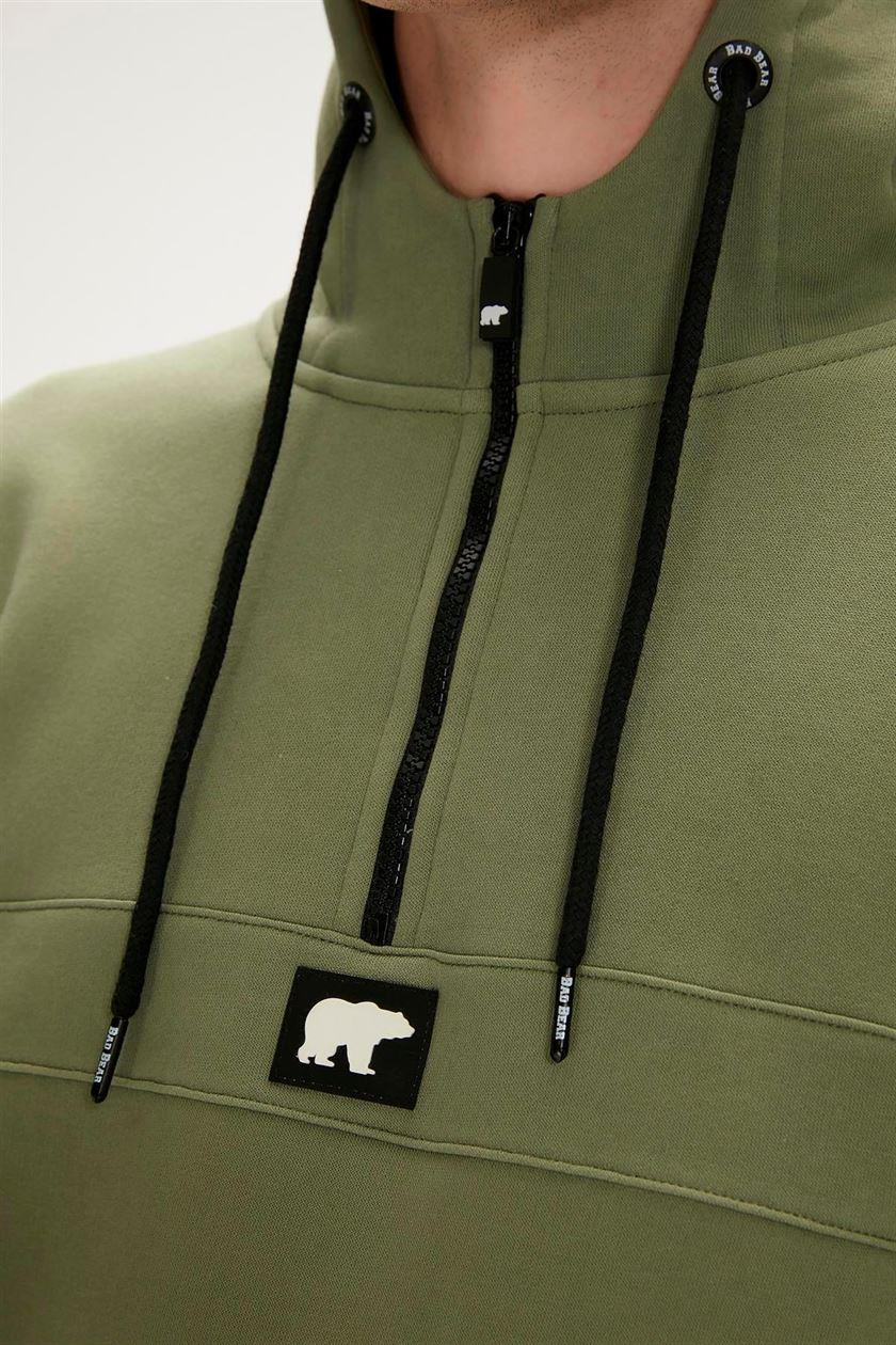 Bad Bear Defence Half-Zip Hoodie Erkek  Yarım Fermuarlı Sweat