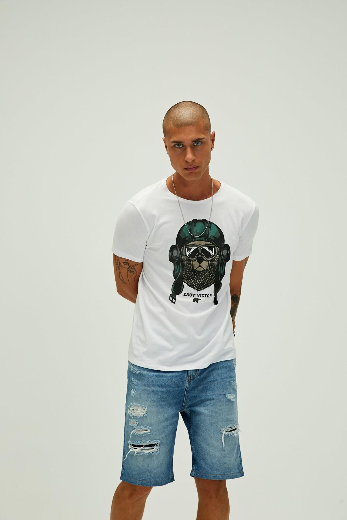 Bad Bear Easy Victor T-Shirt Erkek  Bisiklet Yaka Tshirt