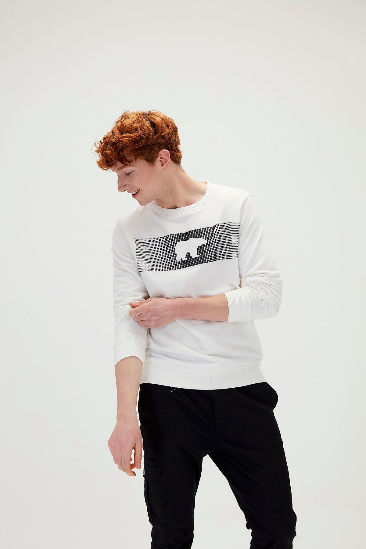 Bad Bear Fancy Crewneck Erkek Beyaz Bisiklet Yaka Sweat