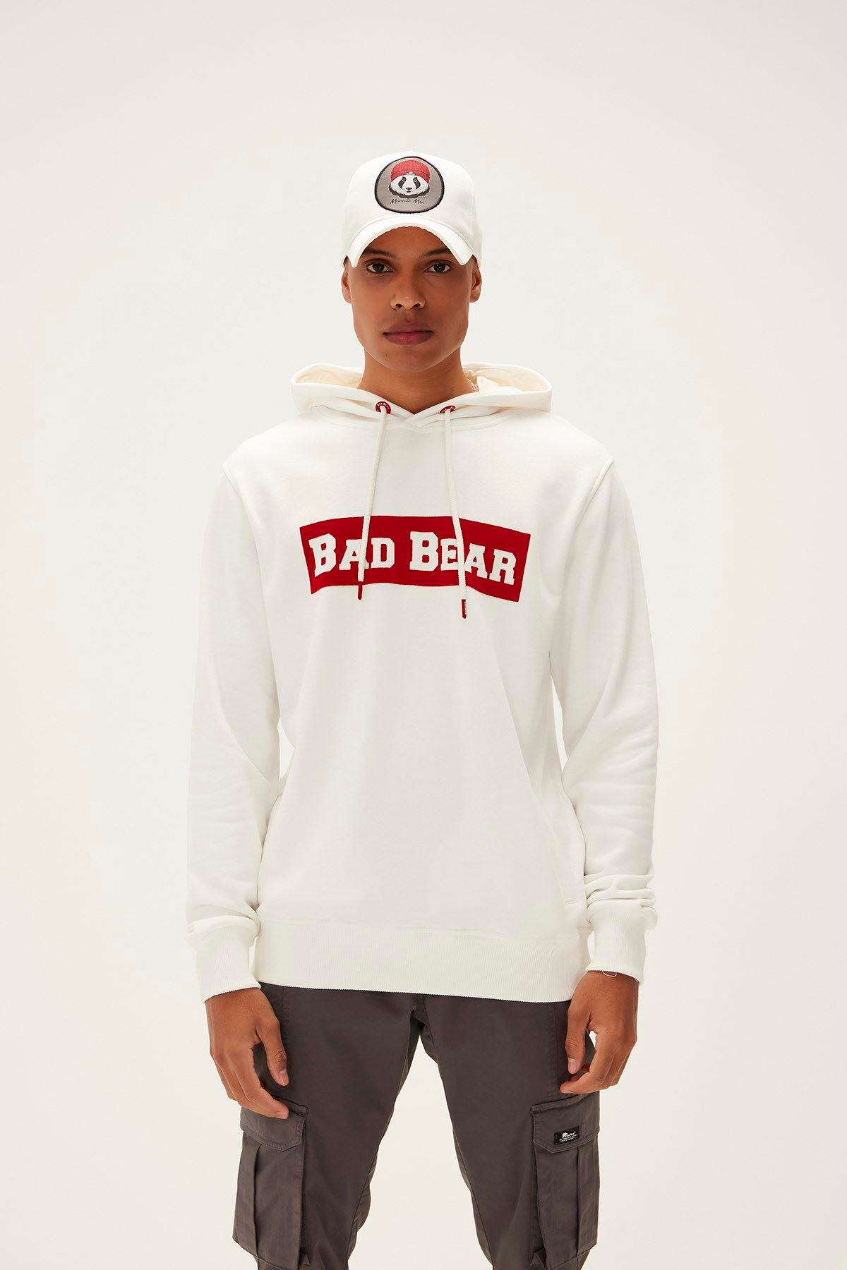 Bad Bear Flog Hoodie Erkek Beyaz Kapşonlu Sweat