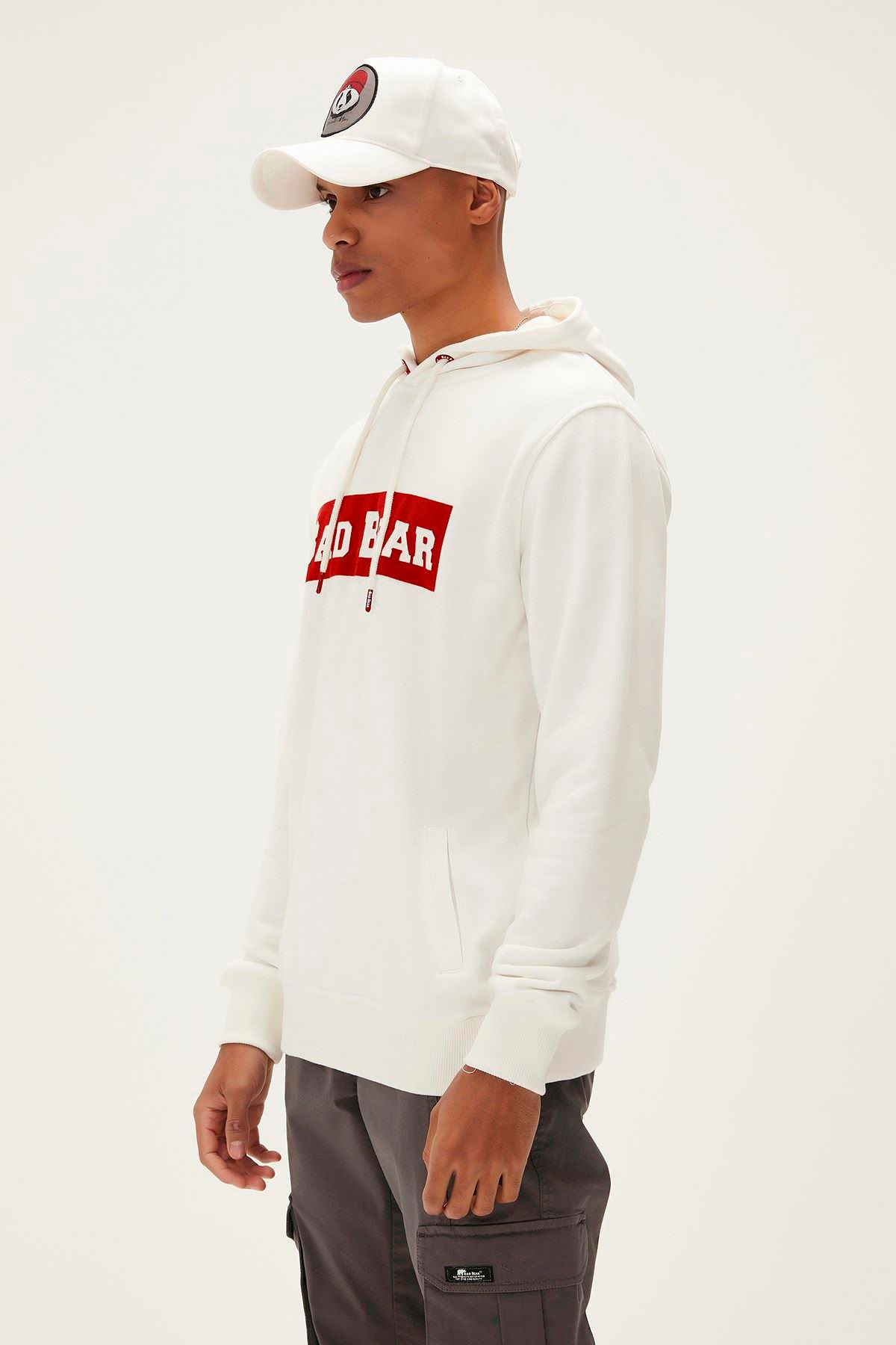 Bad Bear Flog Hoodie Erkek Beyaz Kapşonlu Sweat