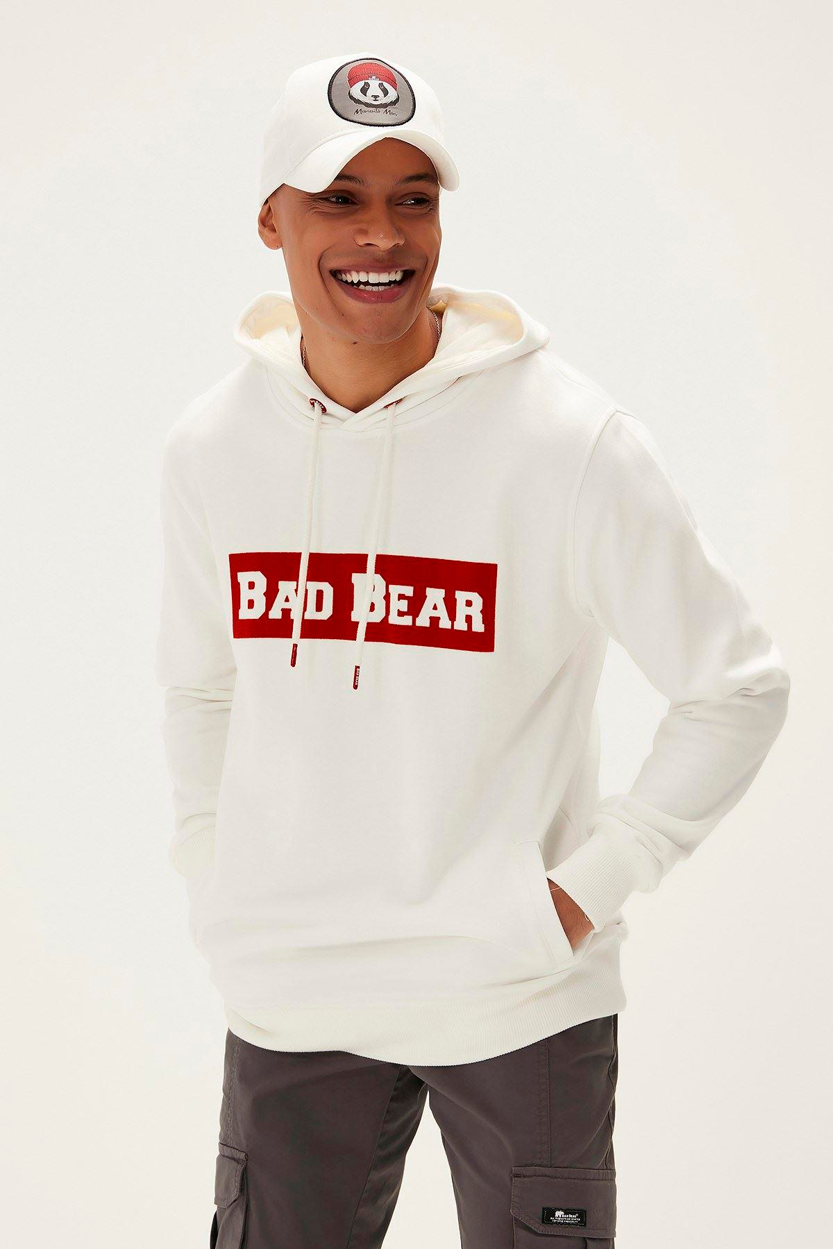 Bad Bear Flog Hoodie Erkek Beyaz Kapşonlu Sweat