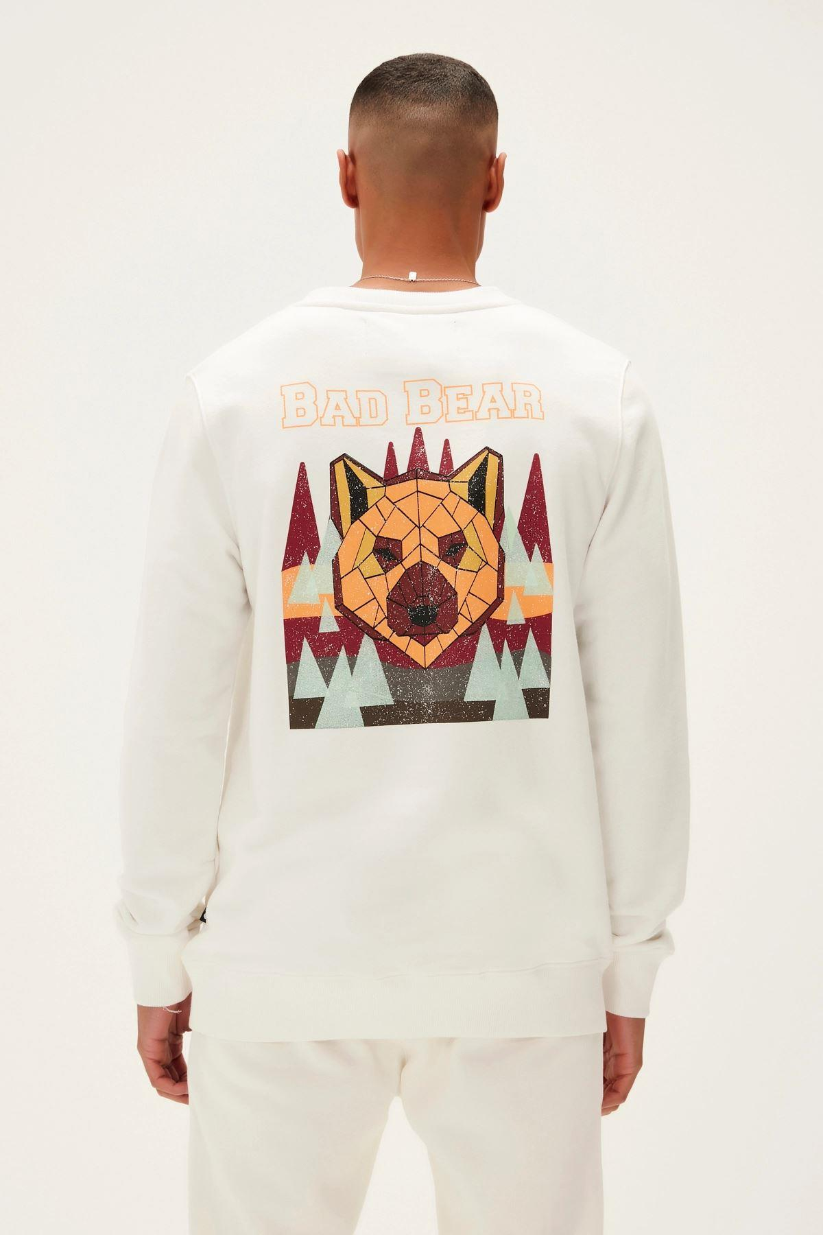 Bad Bear Geofox Crewneck Erkek Beyaz Bisiklet Yaka Sweat