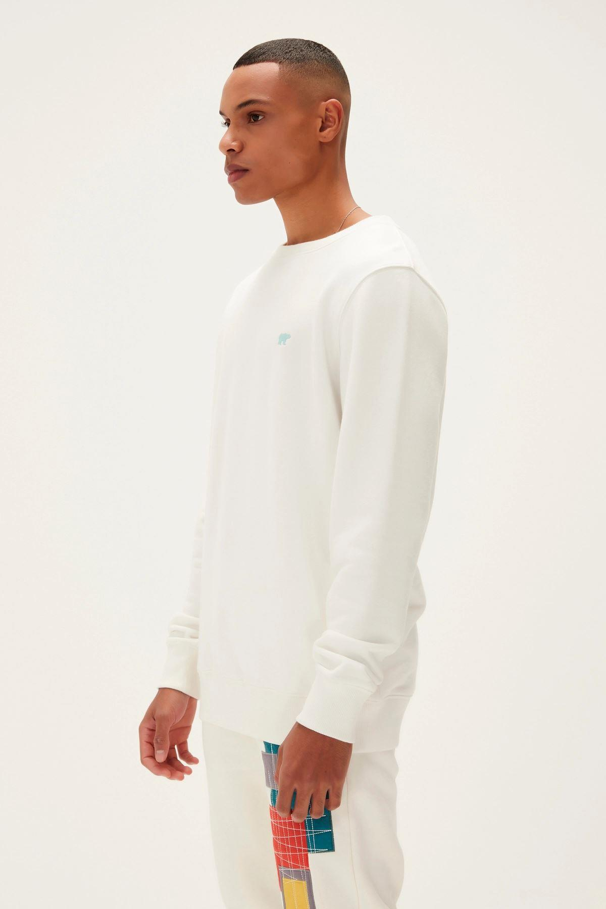Bad Bear Geofox Crewneck Erkek Beyaz Bisiklet Yaka Sweat