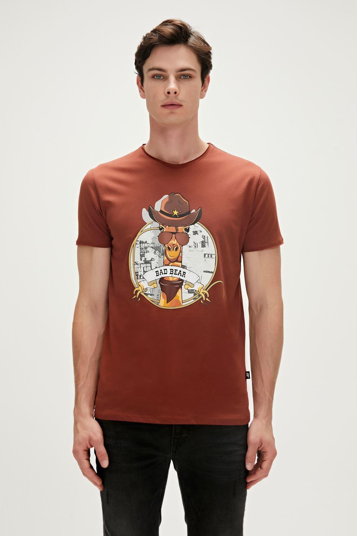 Bad Bear Giraffe T-Shirt Erkek  Bisiklet Yaka Tshirt