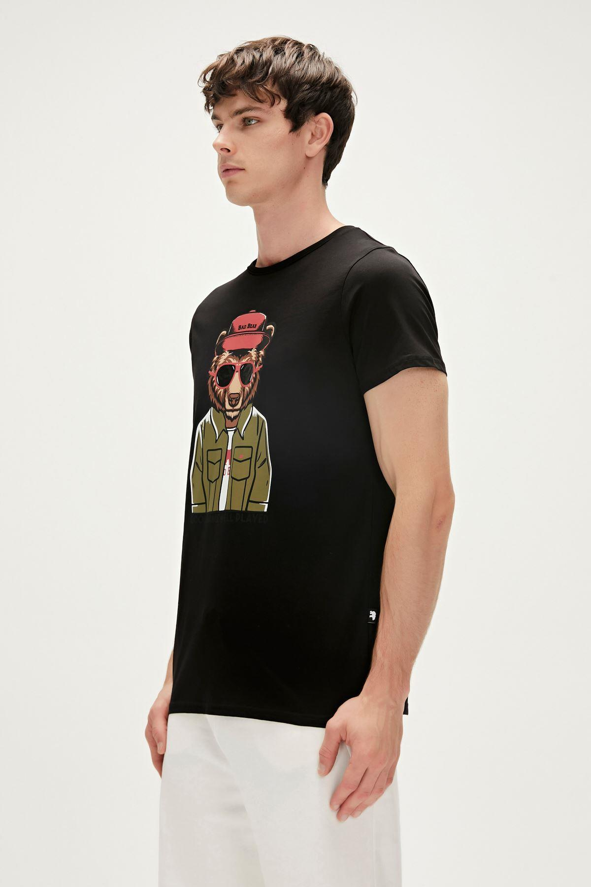 Bad Bear Good Game  T-Shirt Erkek  Bisiklet Yaka Tshirt