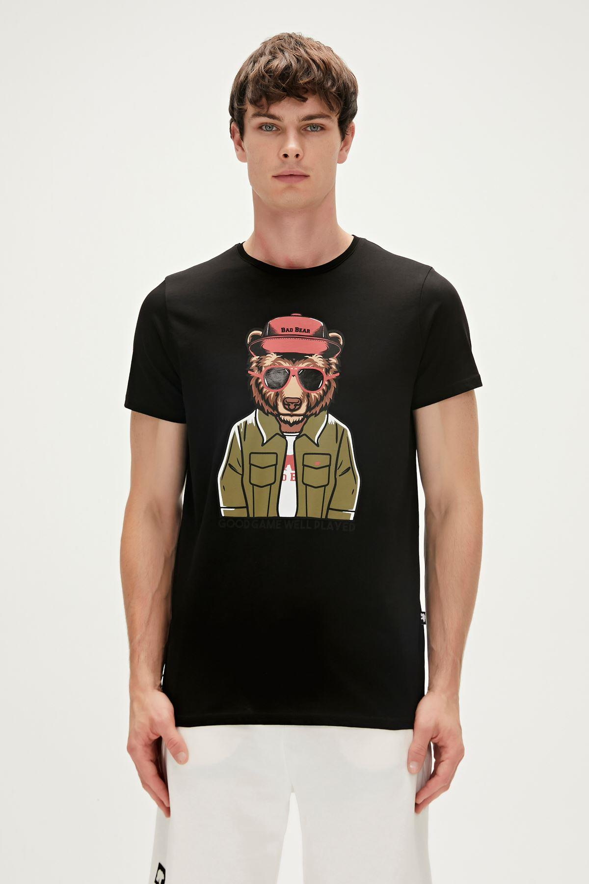 Bad Bear Good Game  T-Shirt Erkek  Bisiklet Yaka Tshirt