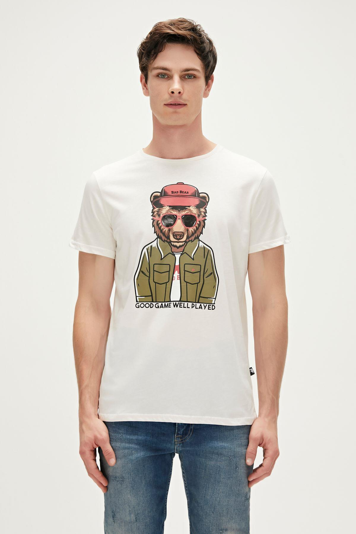 Bad Bear Good Game  T-Shirt Erkek  Bisiklet Yaka Tshirt