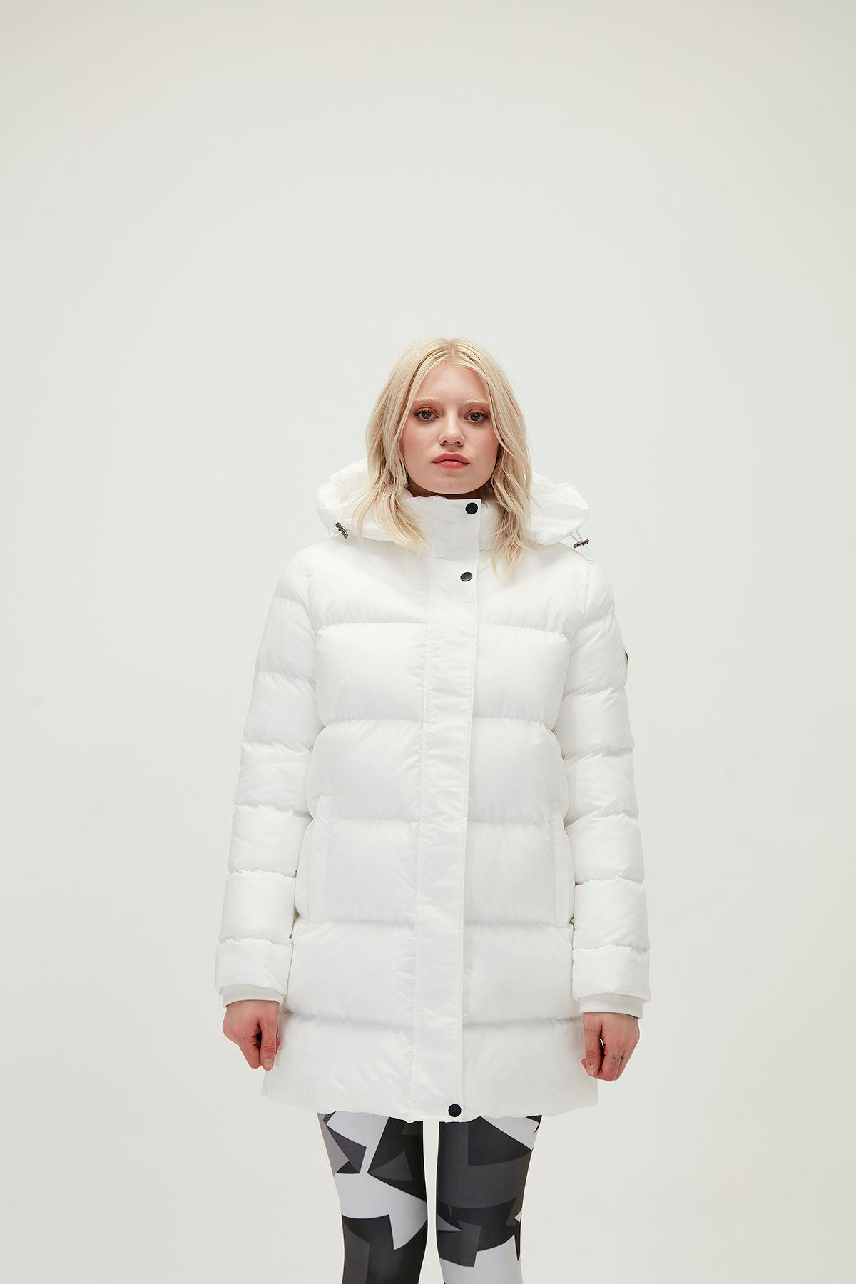 Bad Bear Nikita Puffer Coat Kadın Beyaz Mont