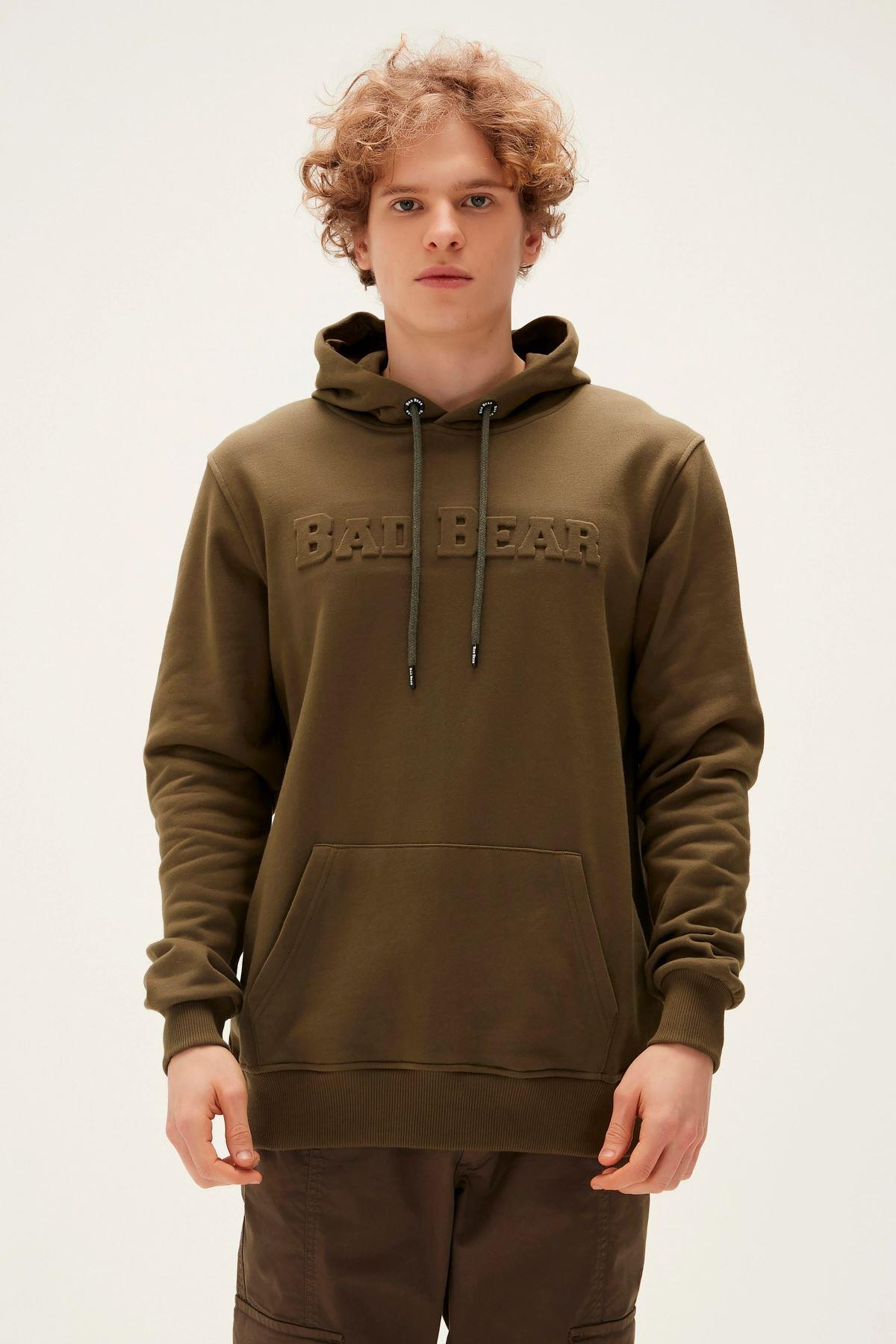 Bad Bear Pucker Bear Hoodie Erkek Haki Kapşonlu Sweat