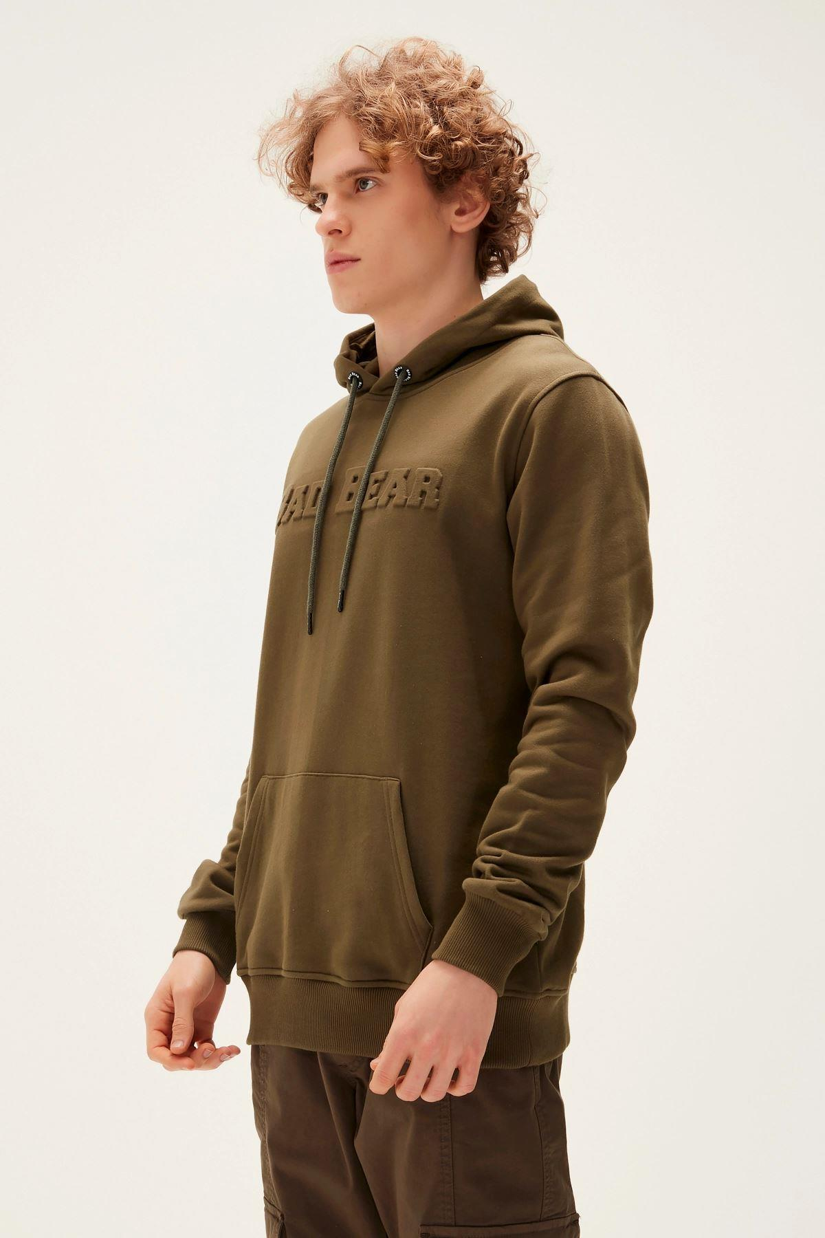 Bad Bear Pucker Bear Hoodie Erkek Haki Kapşonlu Sweat