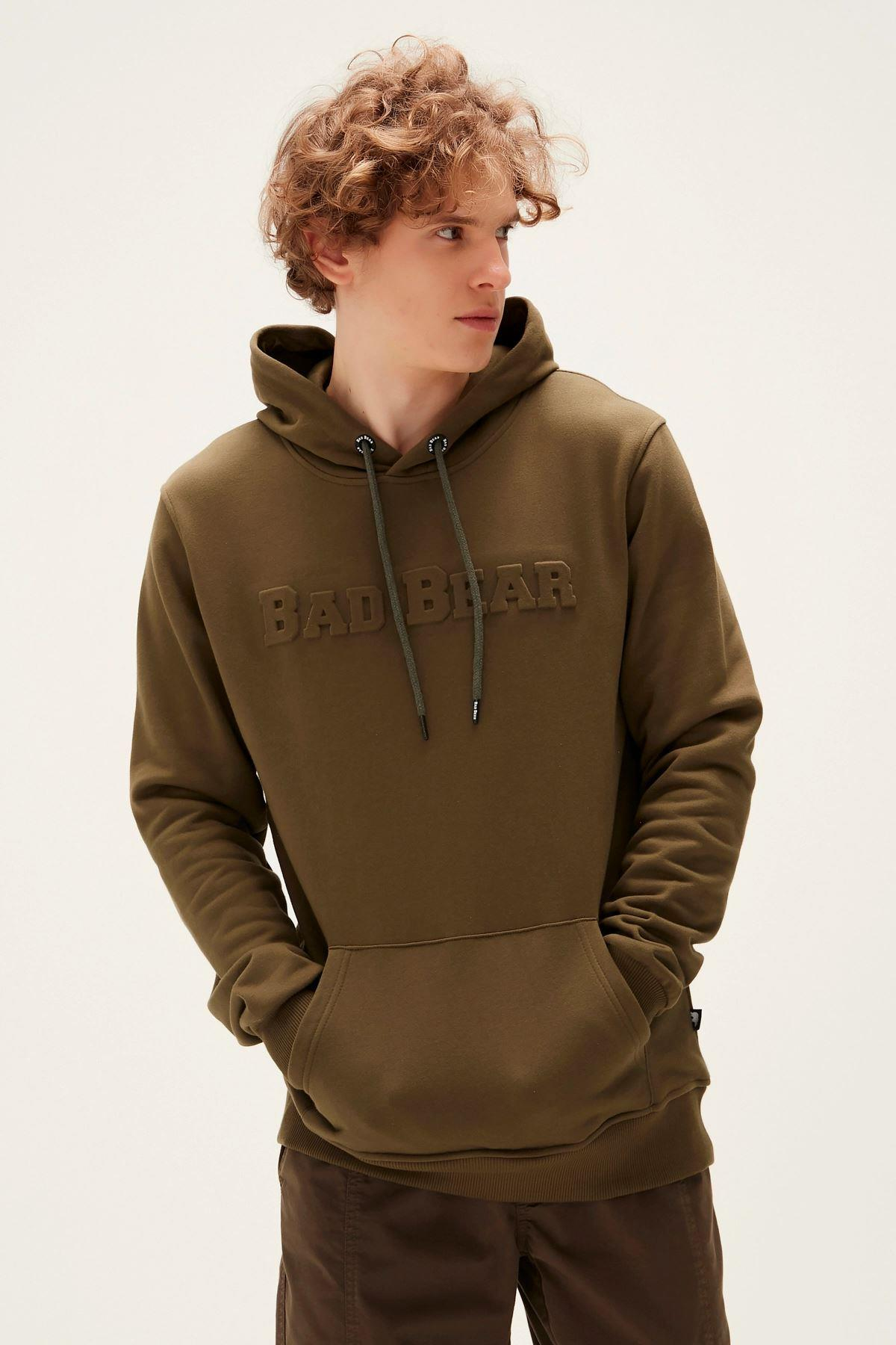 Bad Bear Pucker Bear Hoodie Erkek Haki Kapşonlu Sweat