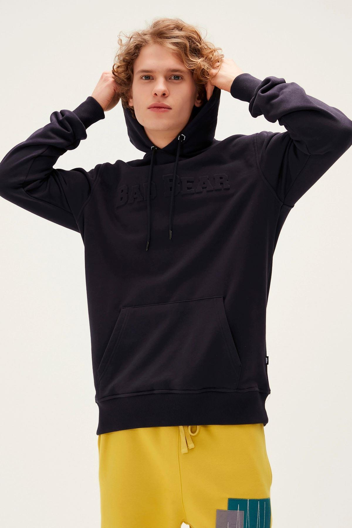 Bad Bear Pucker Bear Hoodie Erkek Siyah Kapşonlu Sweat