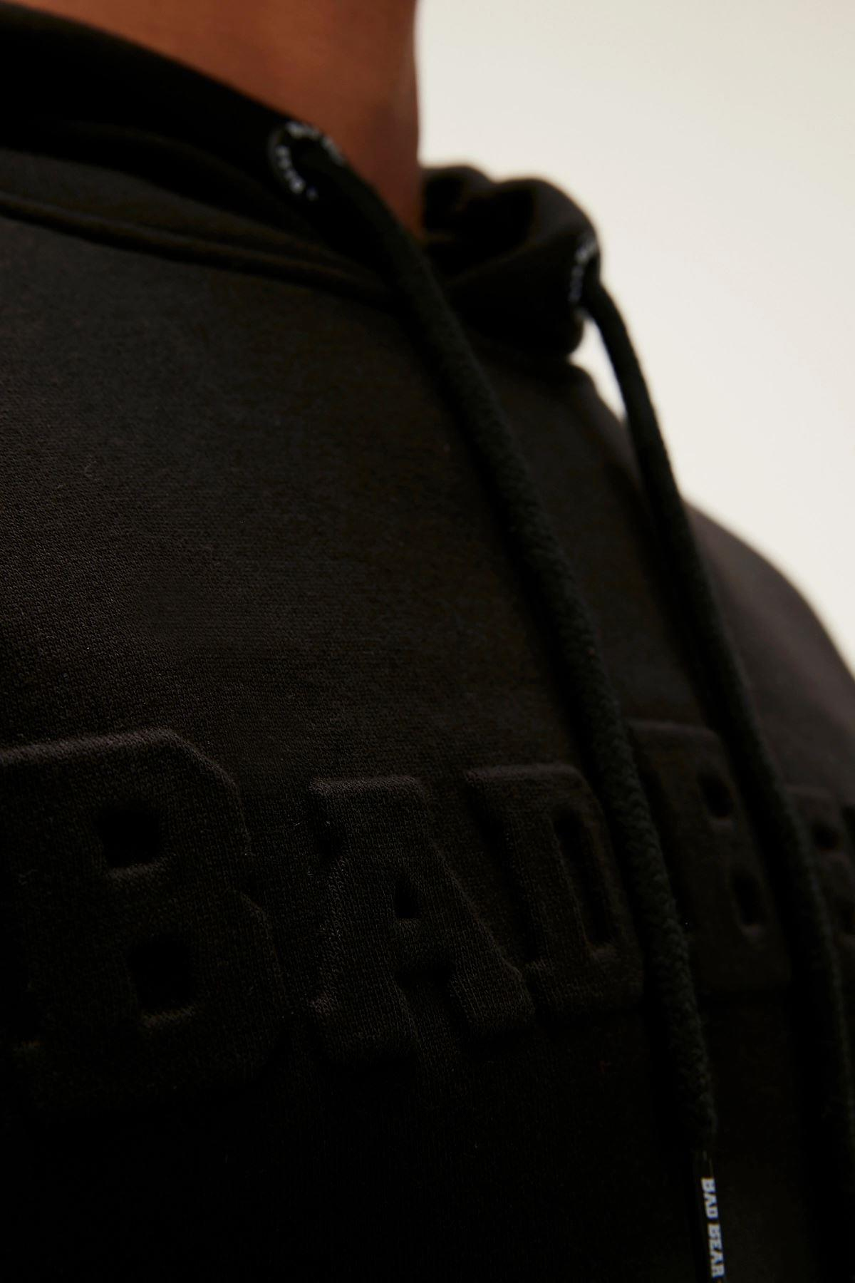Bad Bear Pucker Bear Hoodie Erkek Siyah Kapşonlu Sweat