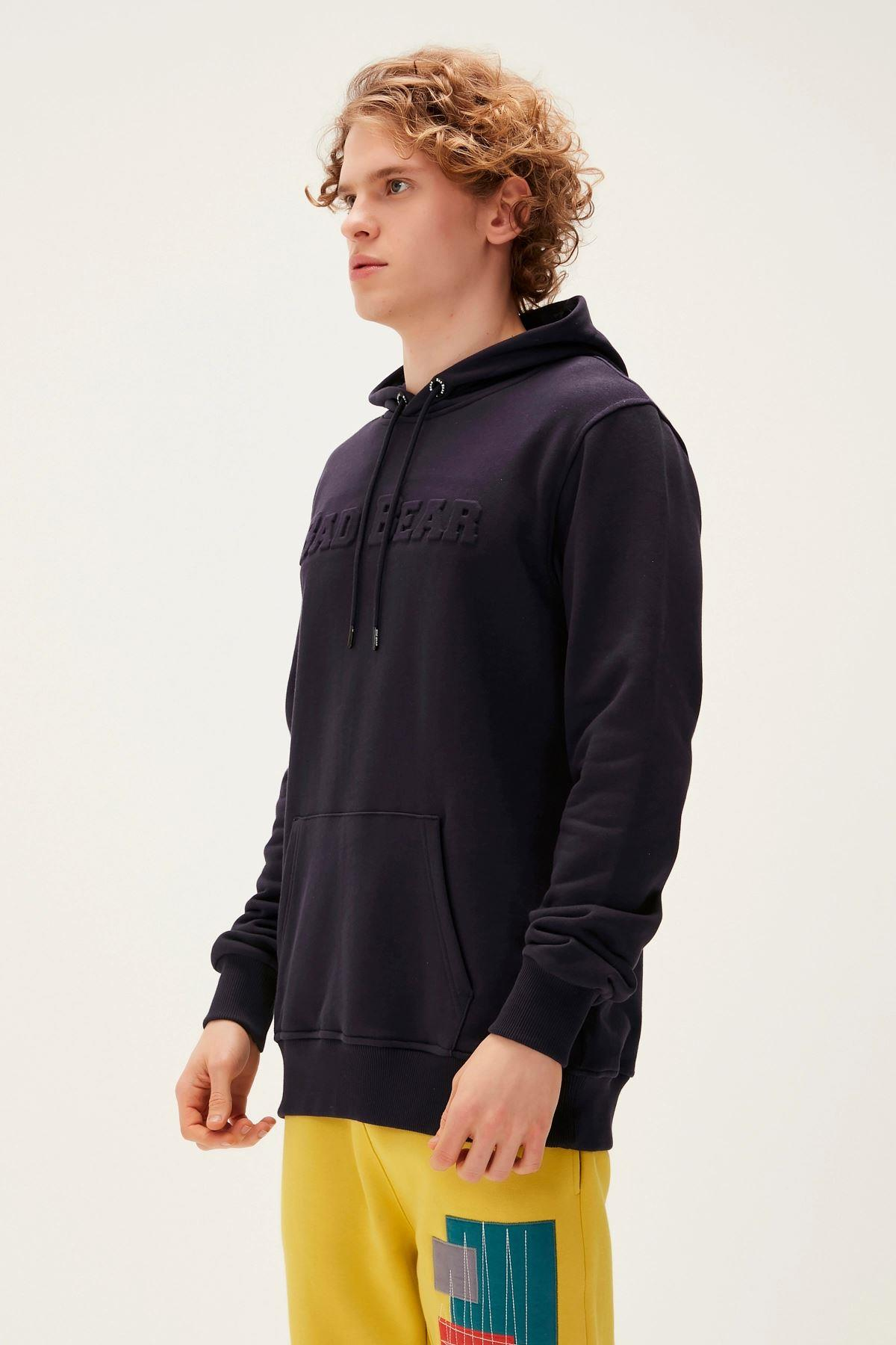 Bad Bear Pucker Bear Hoodie Erkek Siyah Kapşonlu Sweat