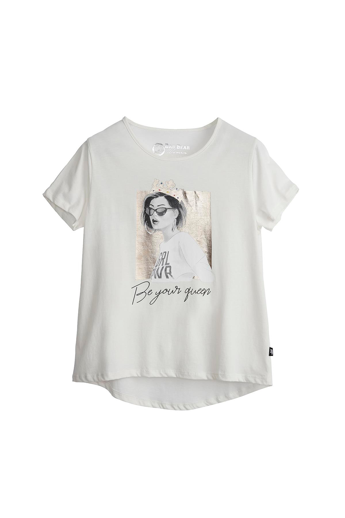 Bad Bear Queen Tee Kadın Beyaz Tshirt