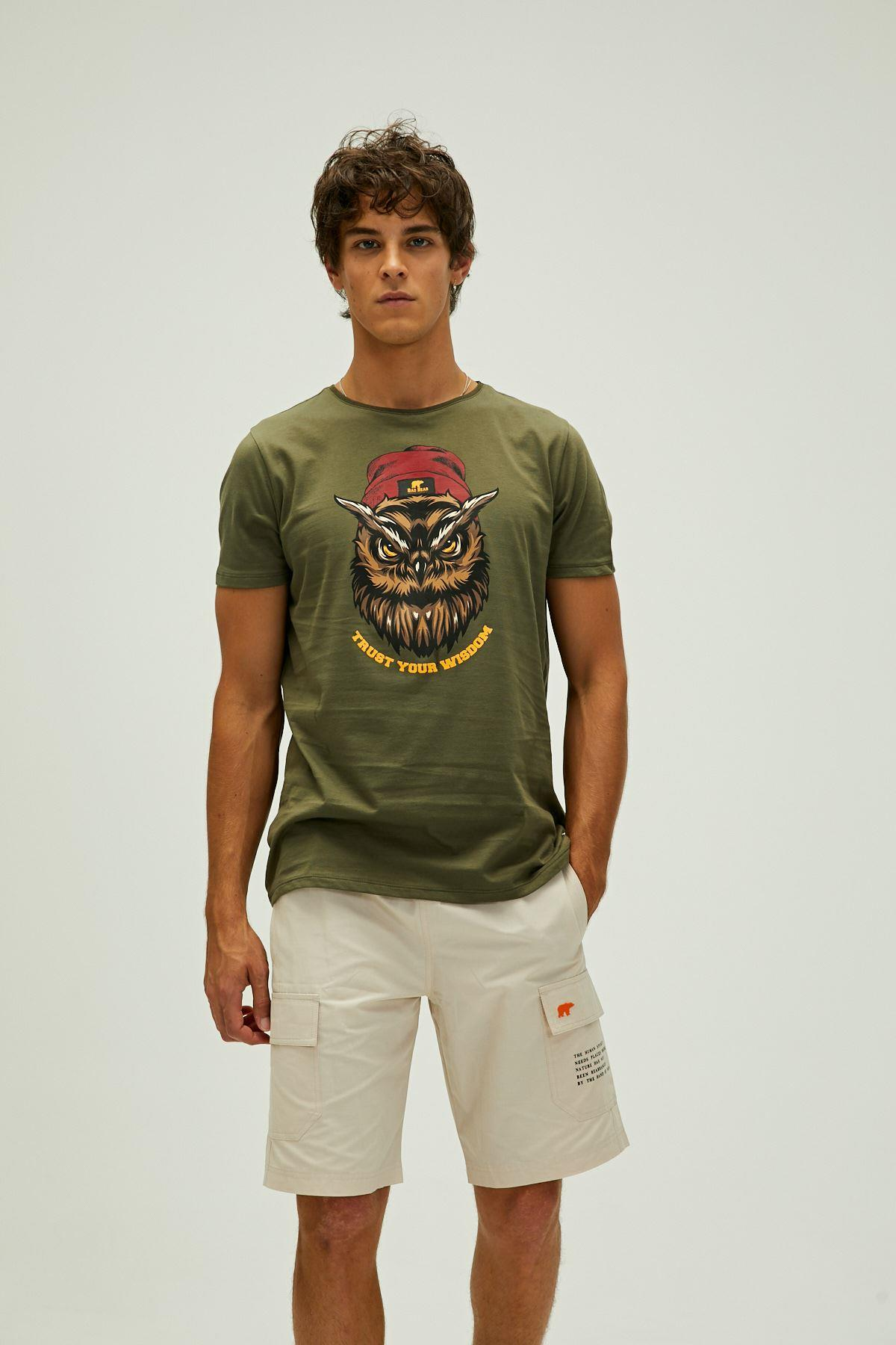 Bad Bear Trust T-Shirt Erkek Haki Bisiklet Yaka Tshirt