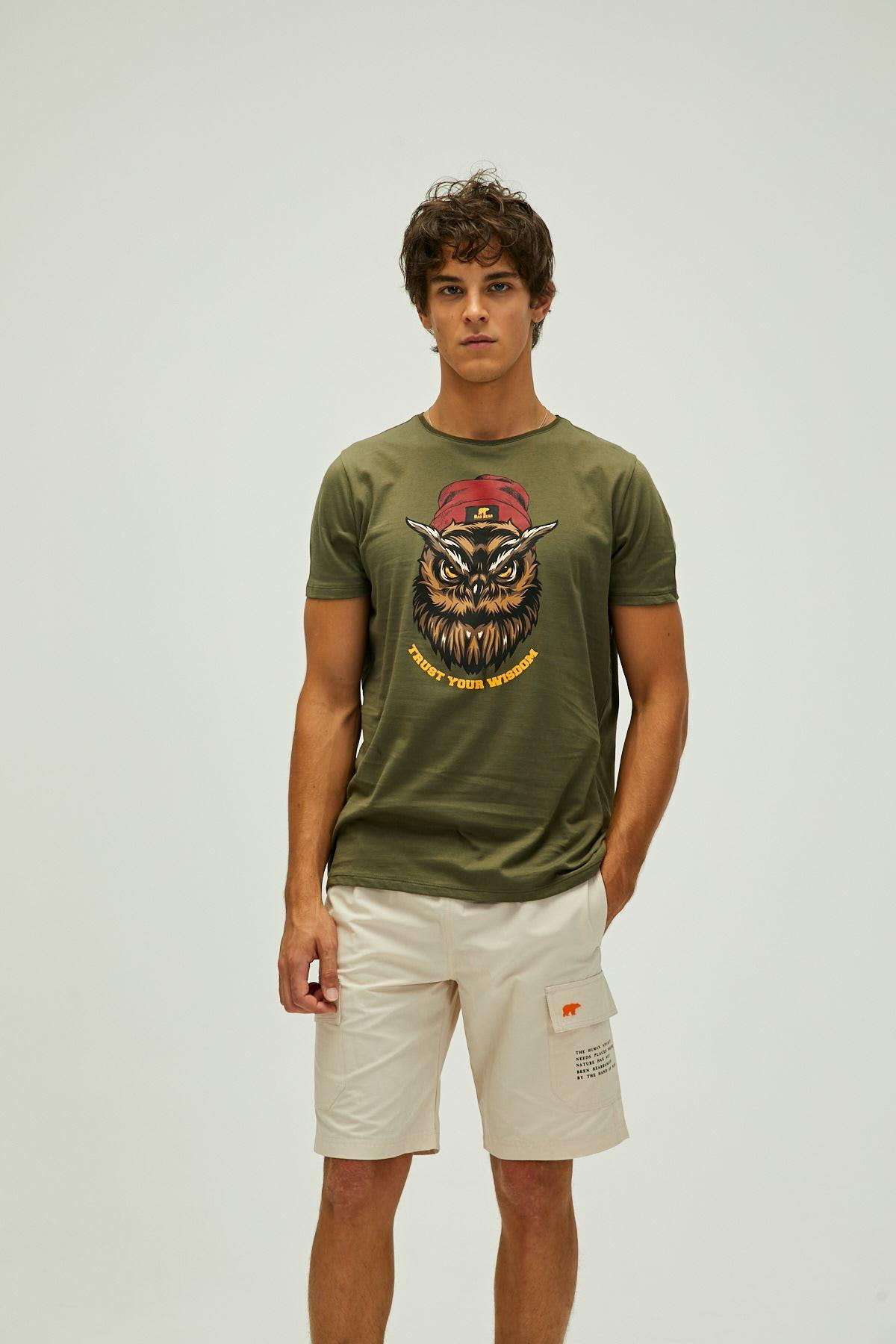 Bad Bear Trust T-Shirt Erkek Haki Bisiklet Yaka Tshirt