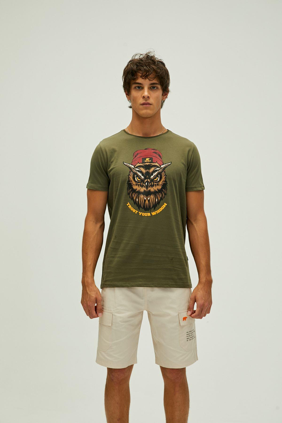 Bad Bear Trust T-Shirt Erkek Haki Bisiklet Yaka Tshirt