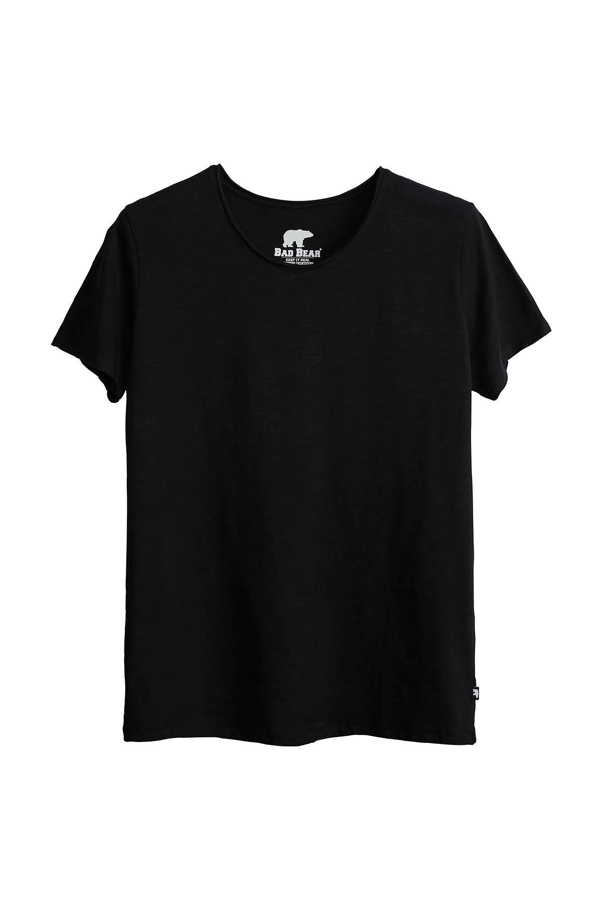 Bad Bear V-Neck T-Shirt Erkek Siyah Bisiklet Yaka Tshirt