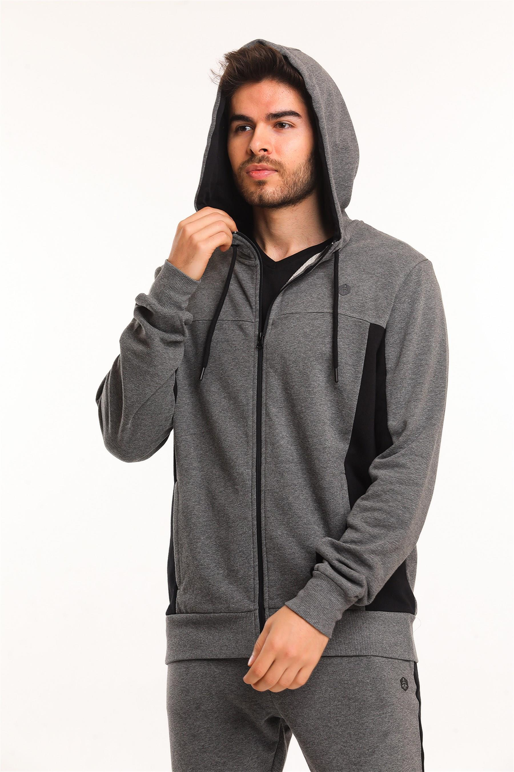 Hammer Jack Ludvig Erkek Fermuarli Kapusonlu Sweatshirt Erkek Antrasit Tam Fermuarlı Sweat