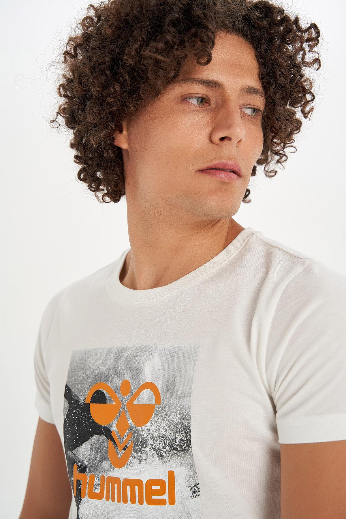Hummel Avo T-Shirt S/S Erkek Beyaz Bisiklet Yaka Tshirt